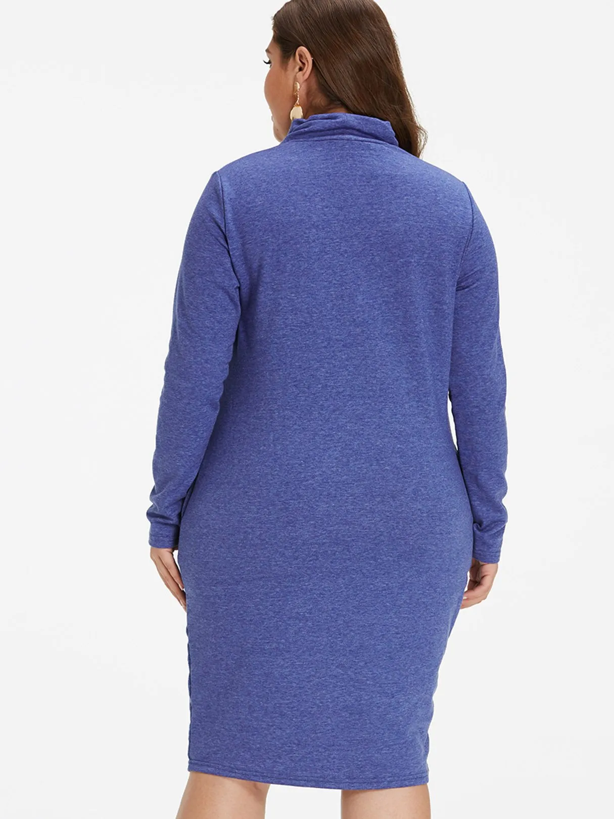OEM ODM Plain Side Pockets Long Sleeve Plus Size Dress