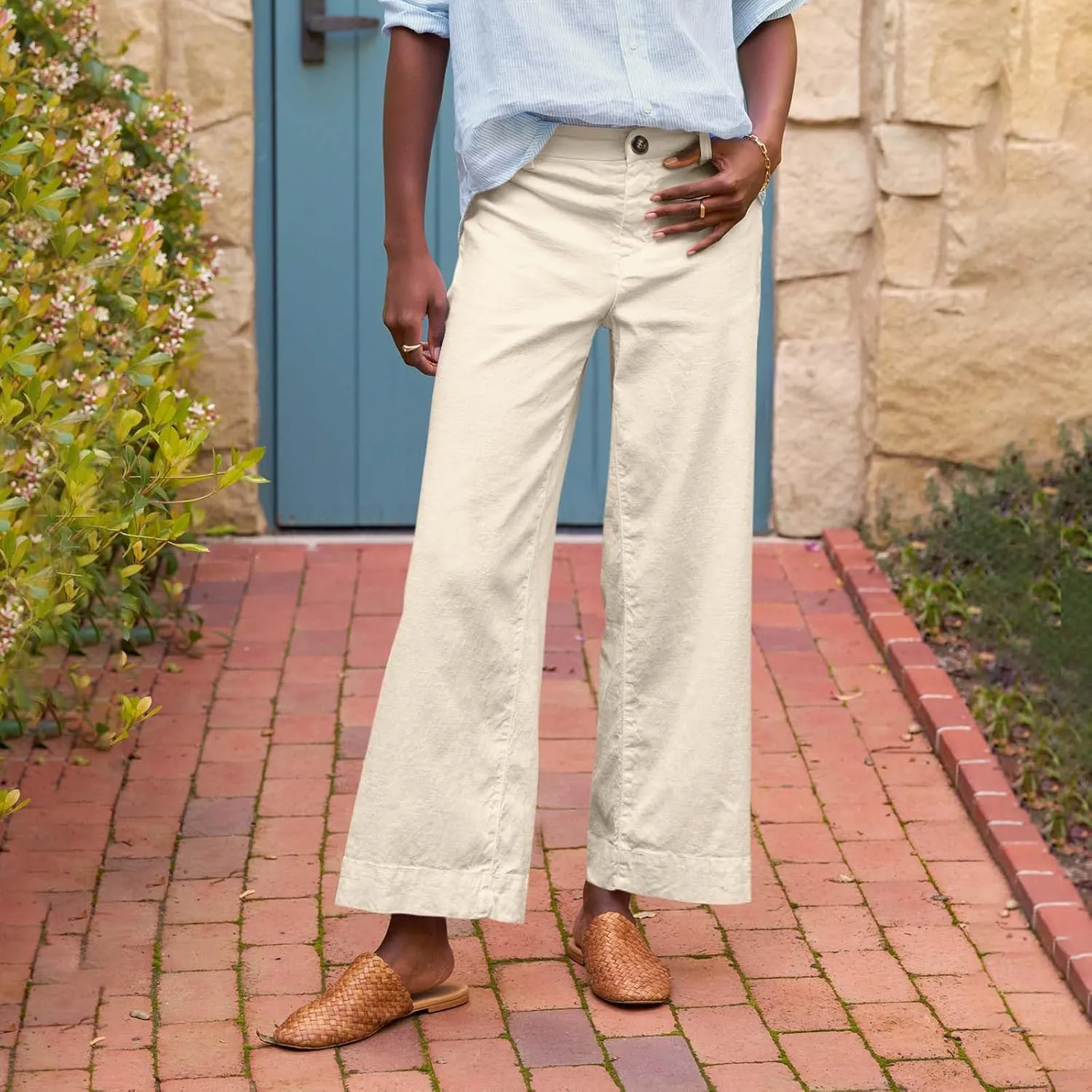 Pants for Women, Straight Leg Casual Pants Peasant Linen Comfortable Fit Trendy