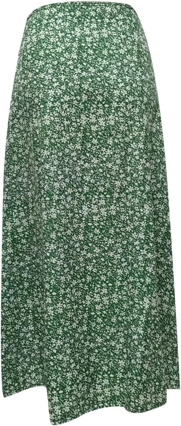 Pencil Skirt for Women Summer Trendy Boha Floral Print High Split High Elastic Waist Palazzo Long Skirts for Vacation