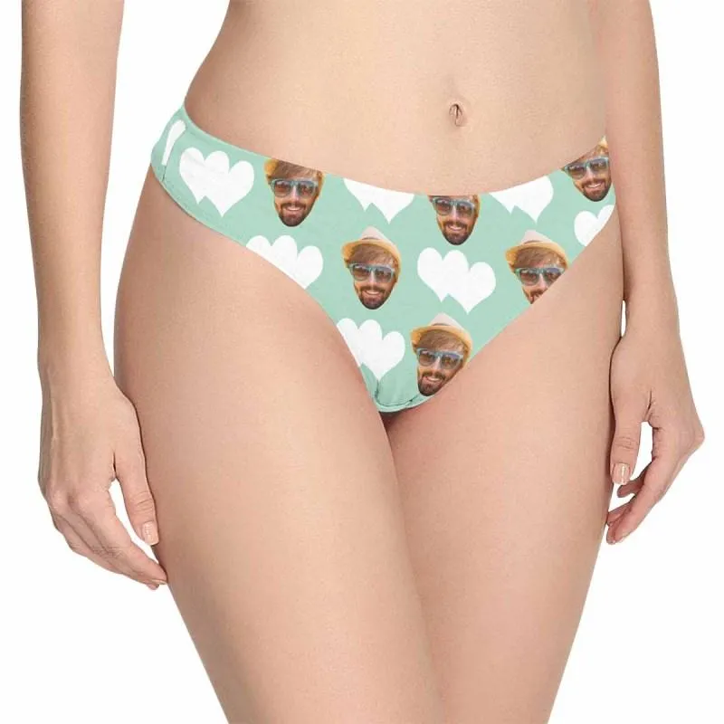 Personalized Women's Panties Custom Face Love Heart Women's Thong Custom Underwear