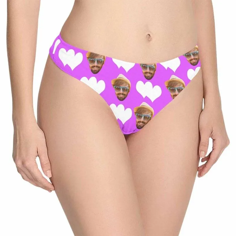 Personalized Women's Panties Custom Face Love Heart Women's Thong Custom Underwear