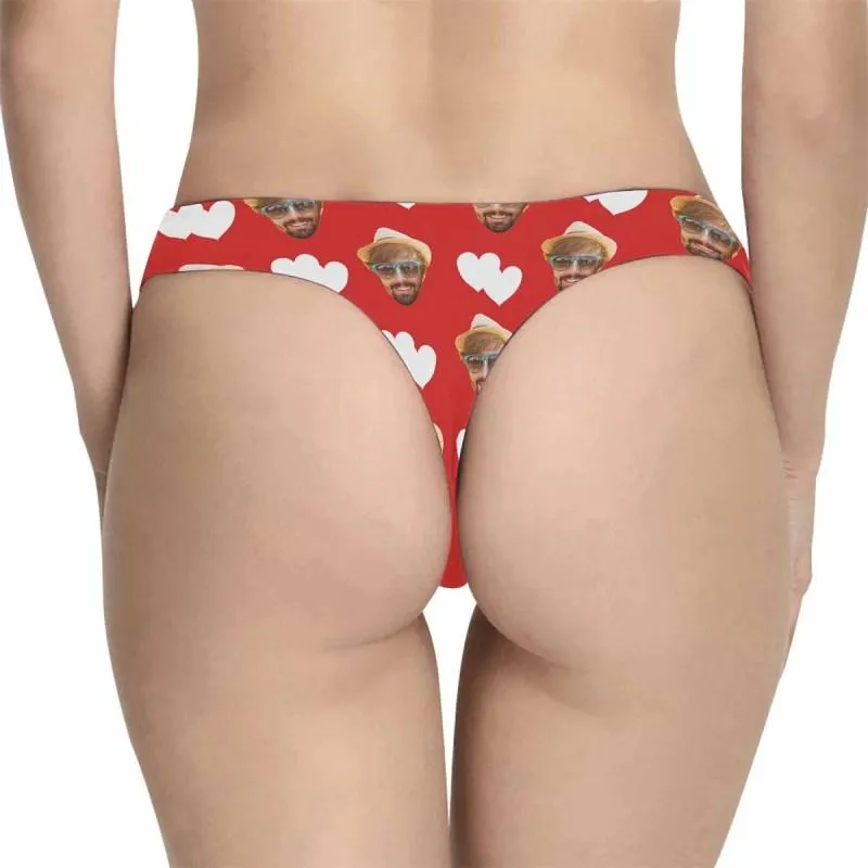 Personalized Women's Panties Custom Face Love Heart Women's Thong Custom Underwear