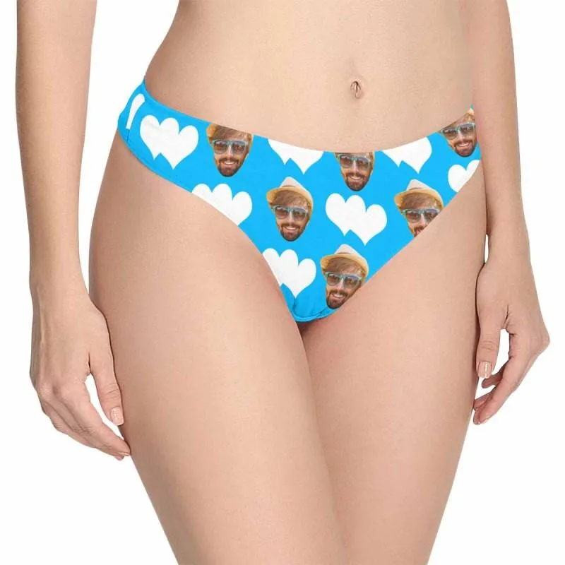 Personalized Women's Panties Custom Face Love Heart Women's Thong Custom Underwear