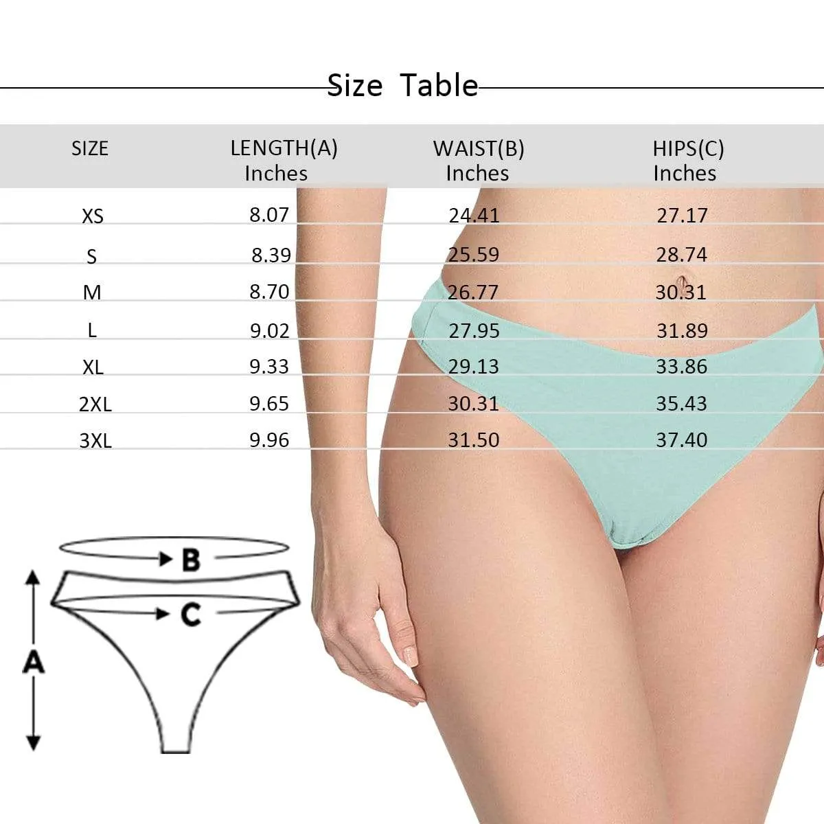 Personalized Women's Panties Custom Face Love Heart Women's Thong Custom Underwear