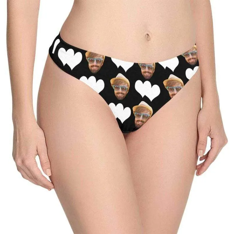 Personalized Women's Panties Custom Face Love Heart Women's Thong Custom Underwear