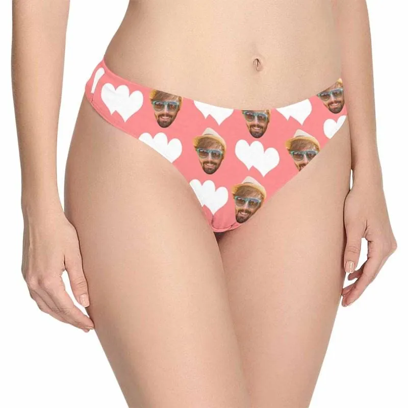 Personalized Women's Panties Custom Face Love Heart Women's Thong Custom Underwear