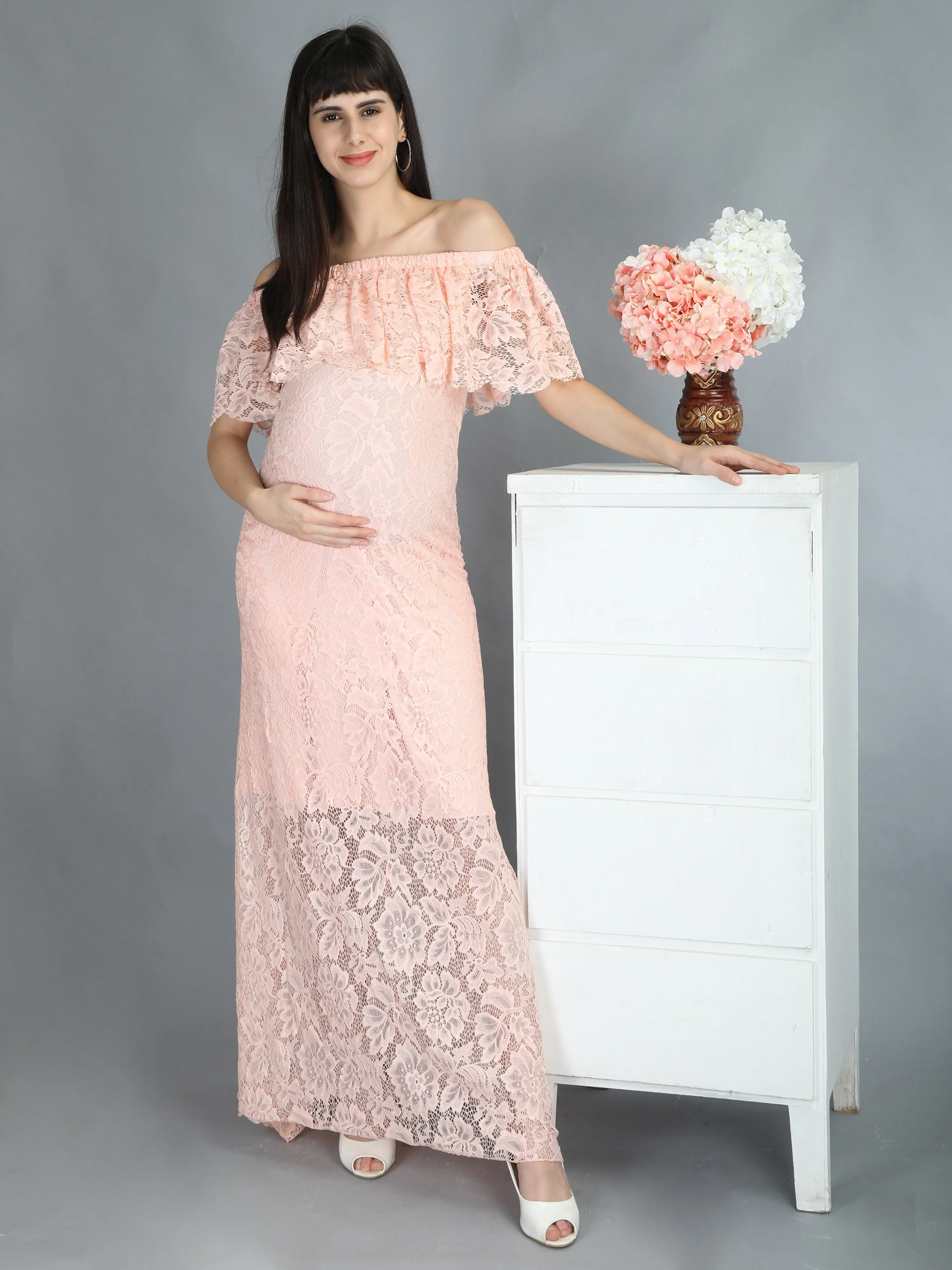 Petal Peach Maternity Dress