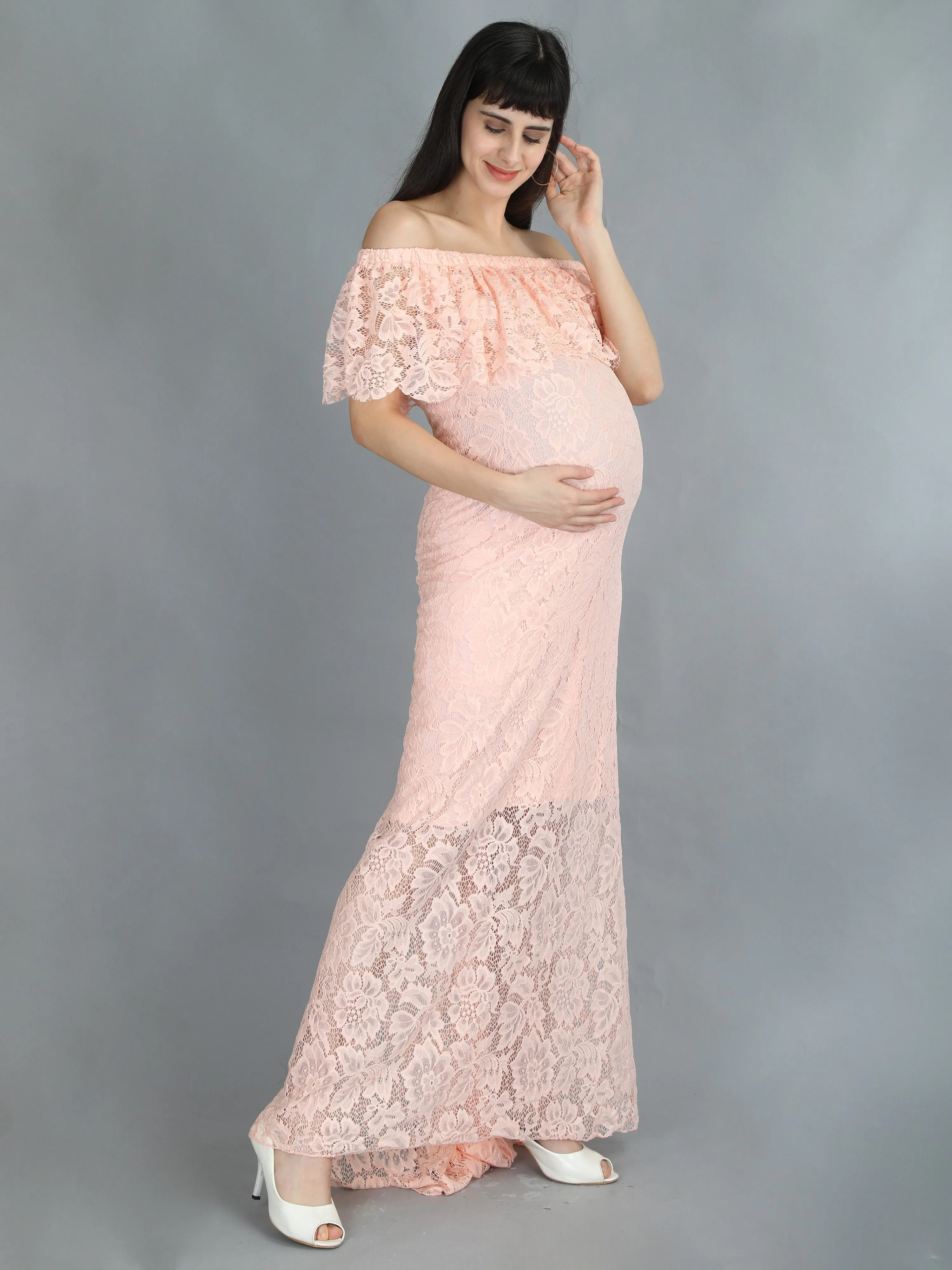 Petal Peach Maternity Dress