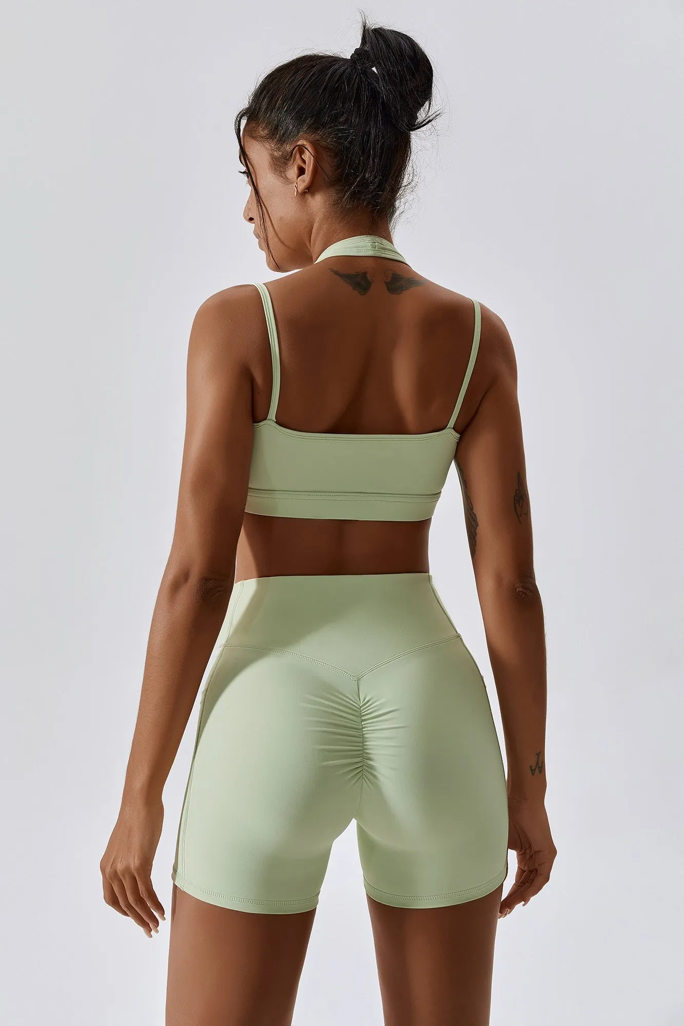 Plunge Neck Wrap Over Sports Bra