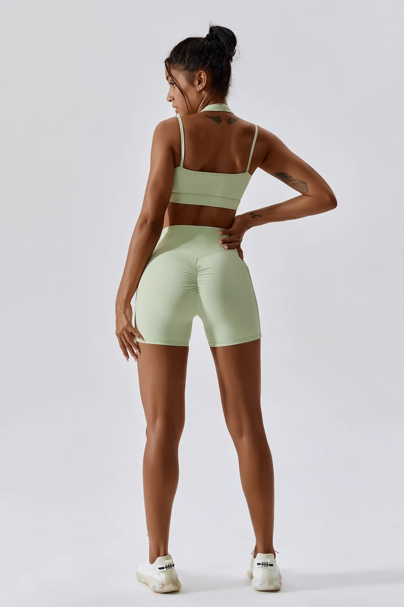 Plunge Neck Wrap Over Sports Bra