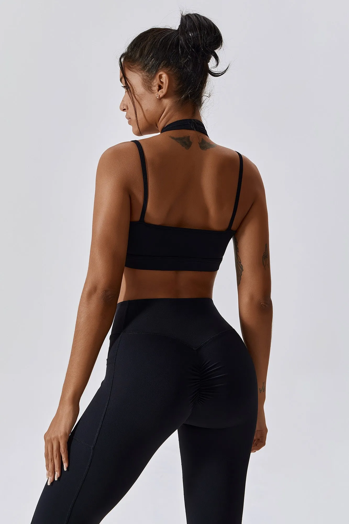 Plunge Neck Wrap Over Sports Bra