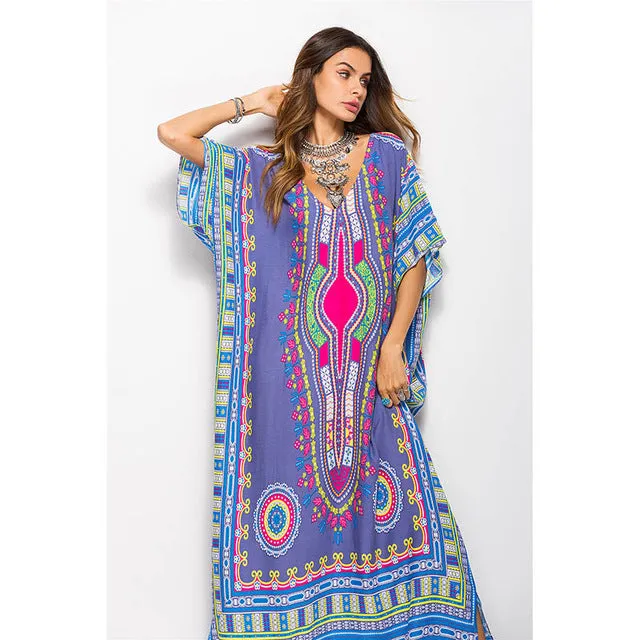 Plus Size Maternity Photo Shoot Beach Sundress Sexy V-Neck Boho Dress Traditional Ethnic Loose Dashiki Vintage Kaftan Dressess