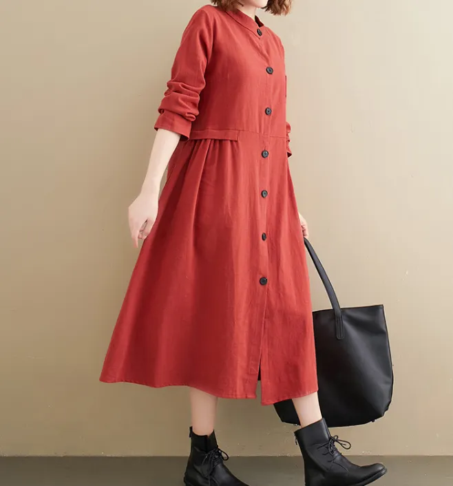 Red Dresses Loose Fall Dresses Casual Women Dresses ZRL97213