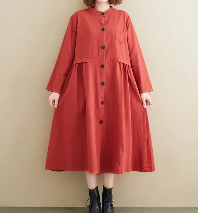 Red Dresses Loose Fall Dresses Casual Women Dresses ZRL97213
