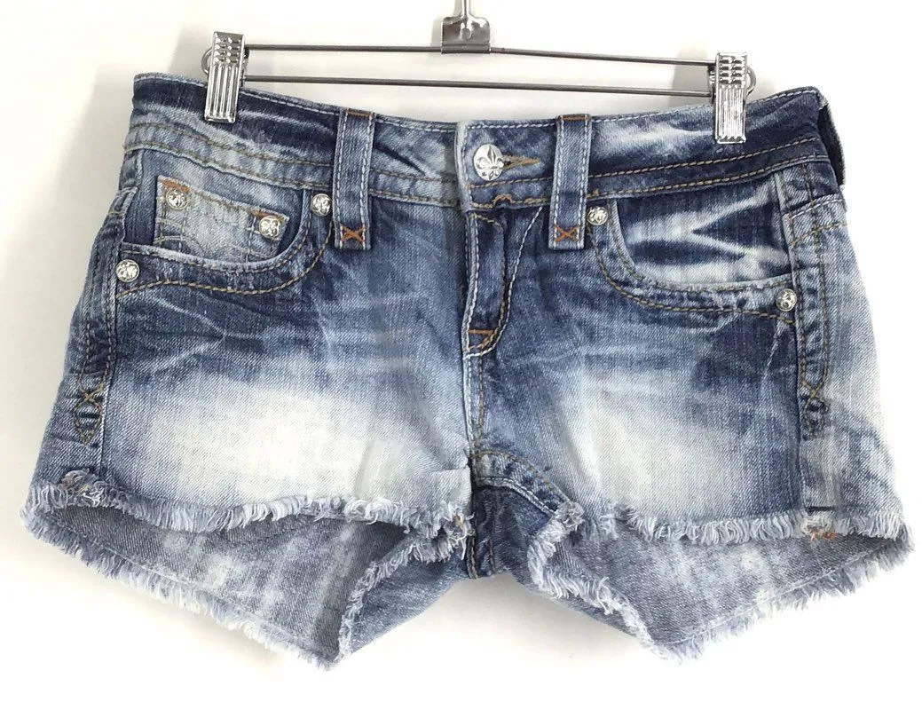 Rock Revival Women's Blue Jen Cotton Cut-Off Shorts - Size 27