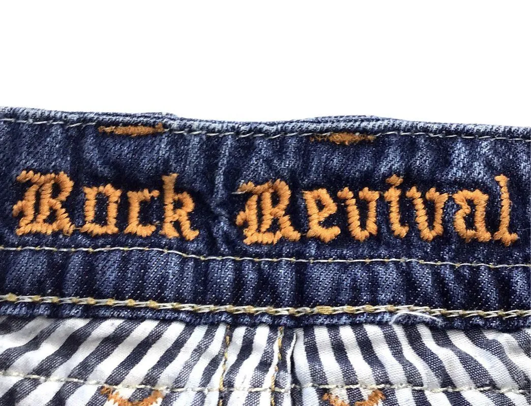 Rock Revival Women's Blue Jen Cotton Cut-Off Shorts - Size 27