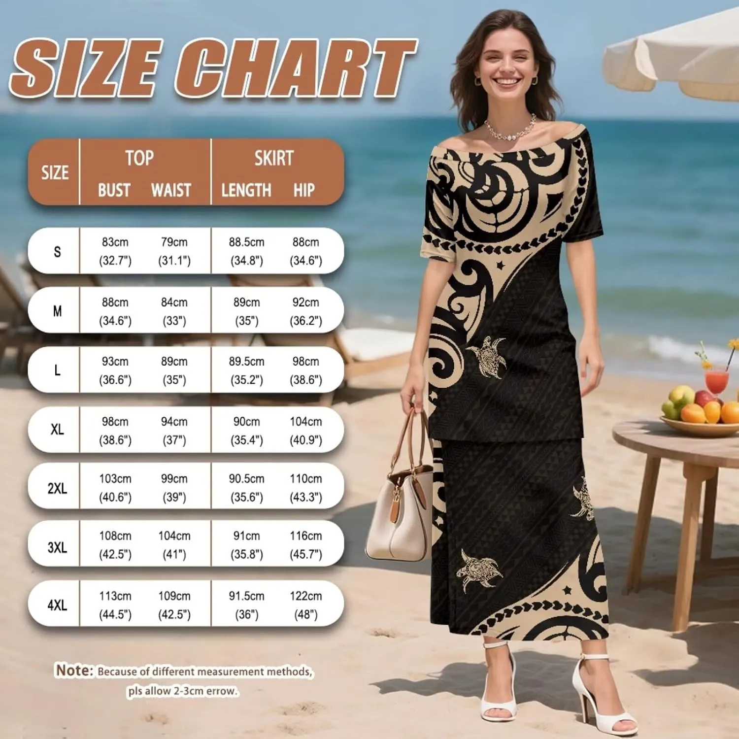 Samoan Tribal Dress for Women Off Shoulder Dresses Skirt Top Set