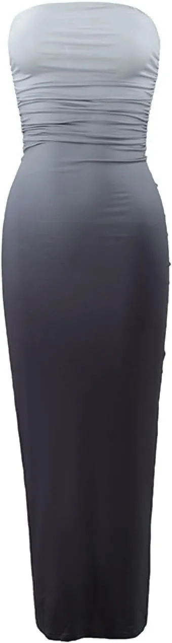 Sinzelimin Cocktail Dresses for Womens Trendy Gradient Bodycon Bandeau Midi Dress Sexy Sleeveless Curvy Women Pleated Dress