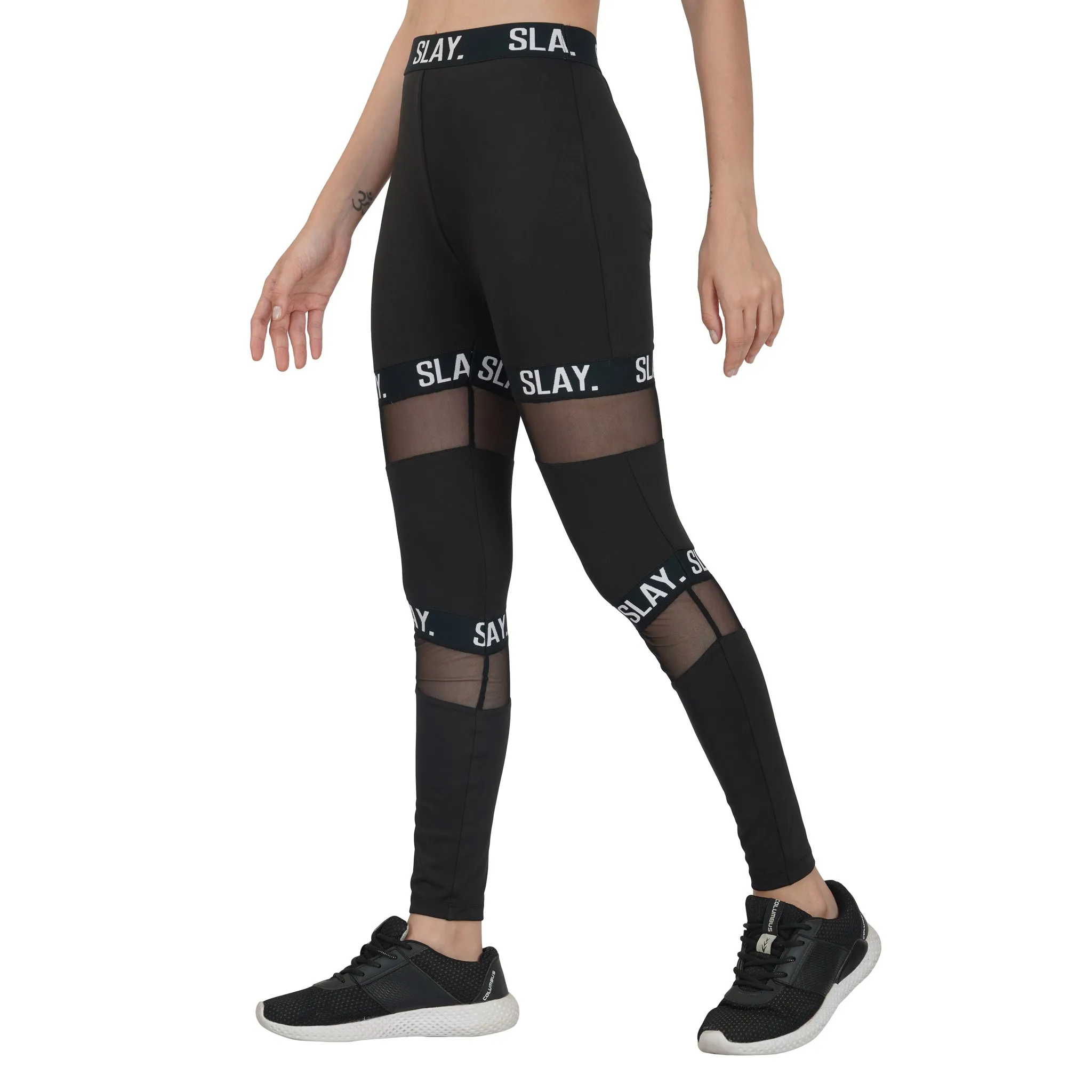 SLAY. Sport Women's Activewear Crop Top And Pants Co-ord Set Black