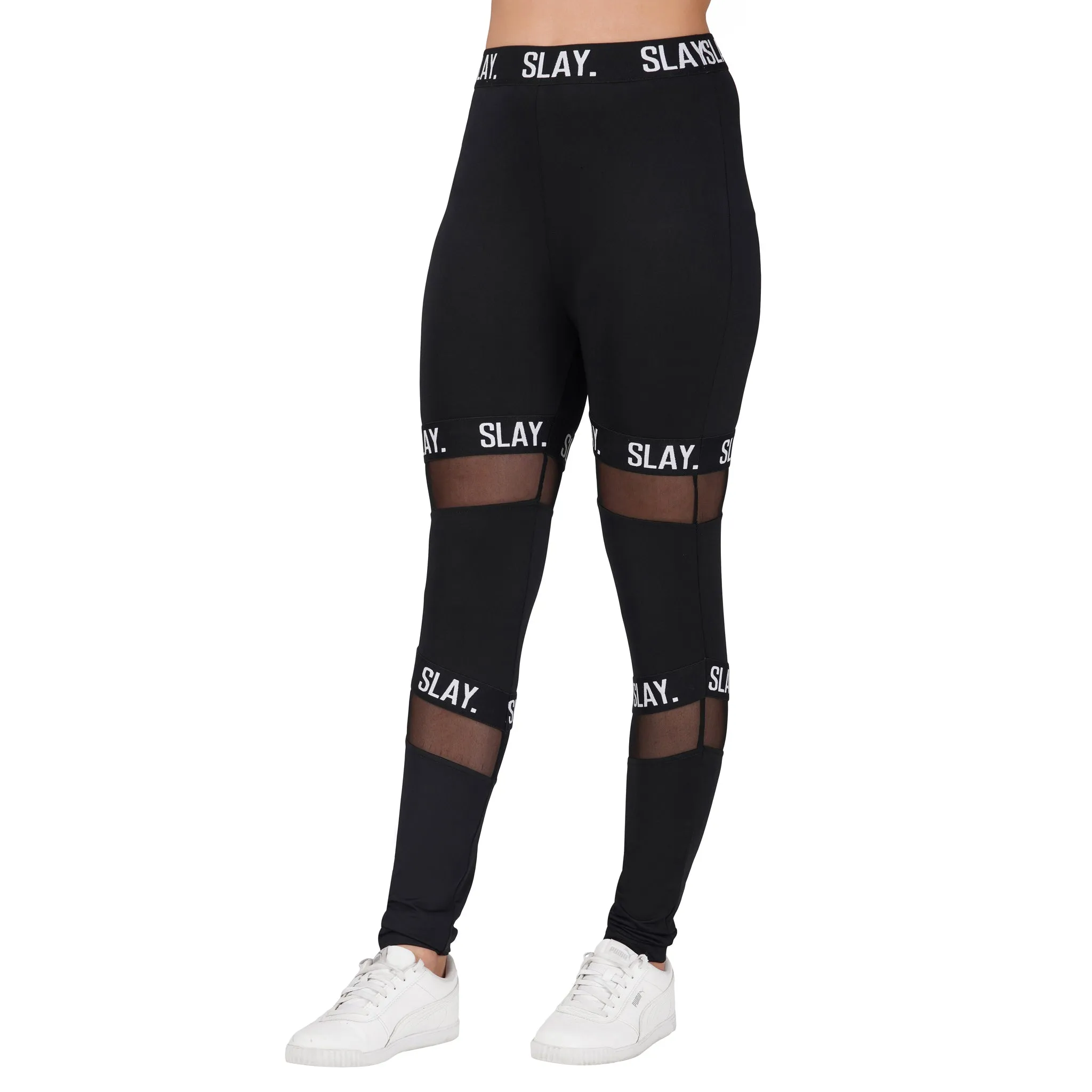 SLAY. Sport Women's Activewear Crop Top And Pants Co-ord Set Black