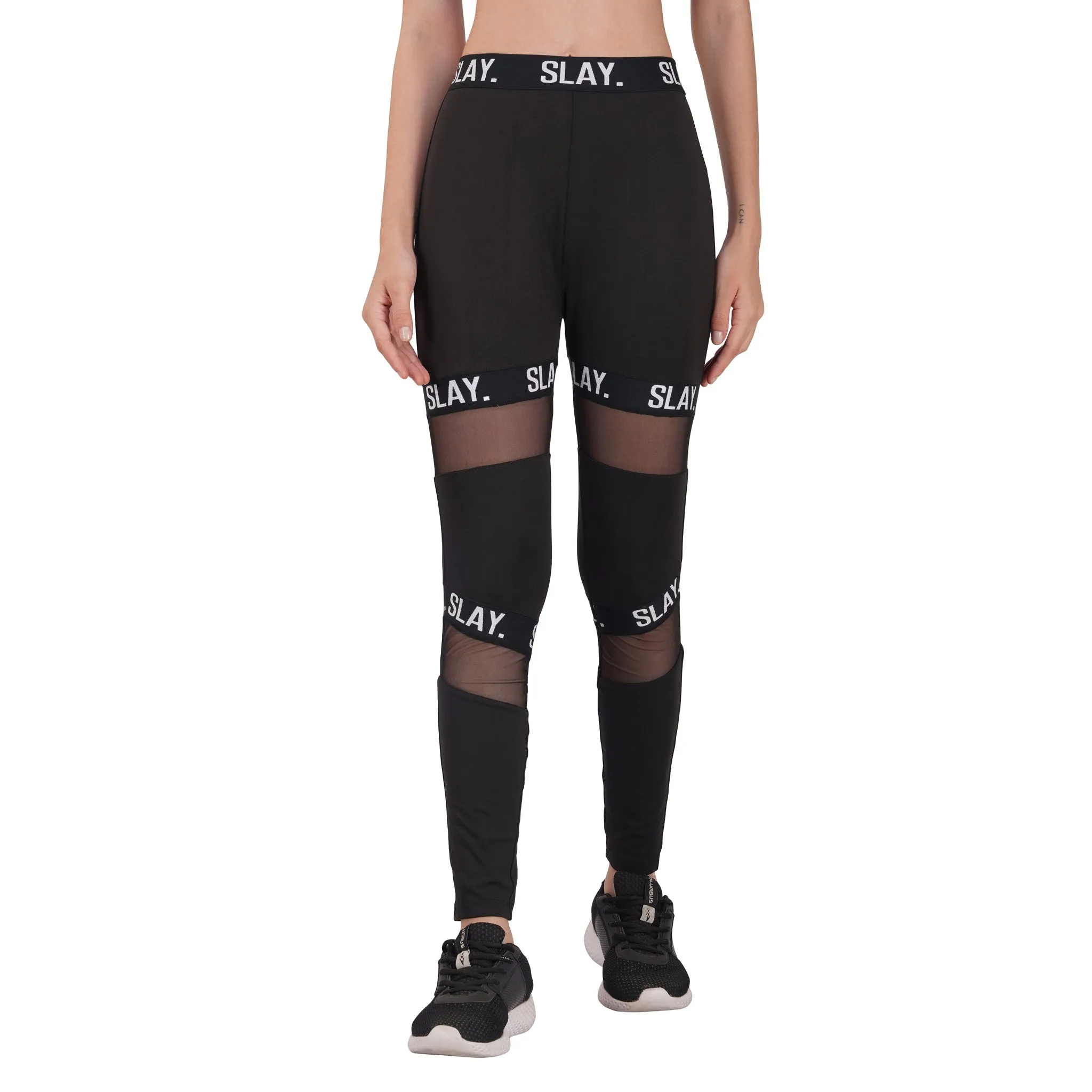 SLAY. Sport Women's Activewear Crop Top And Pants Co-ord Set Black