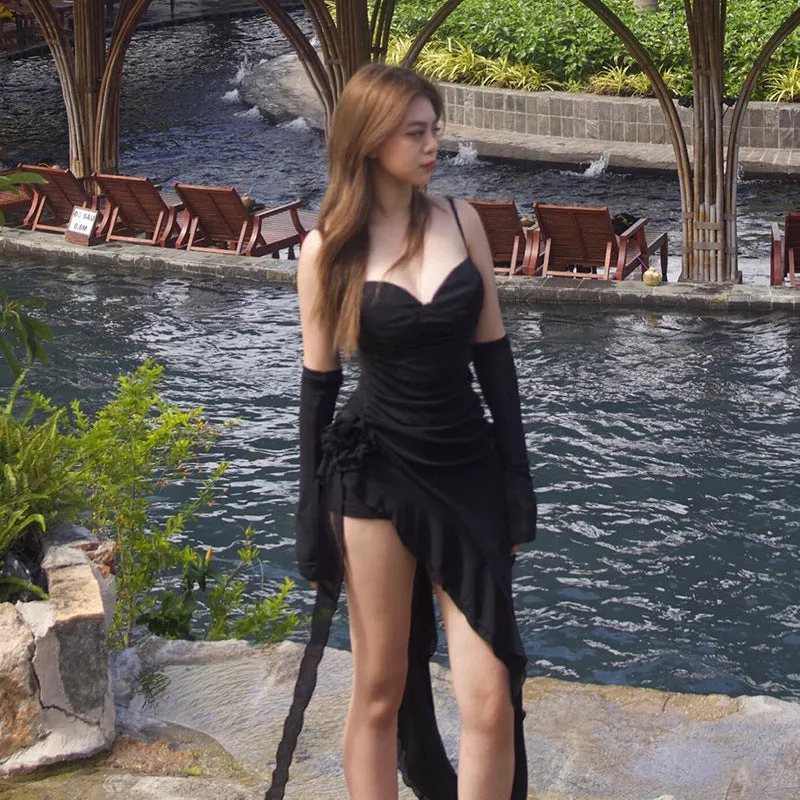 Spaghetti Strap Ruffle Dress Sexy Prom Dress 1994