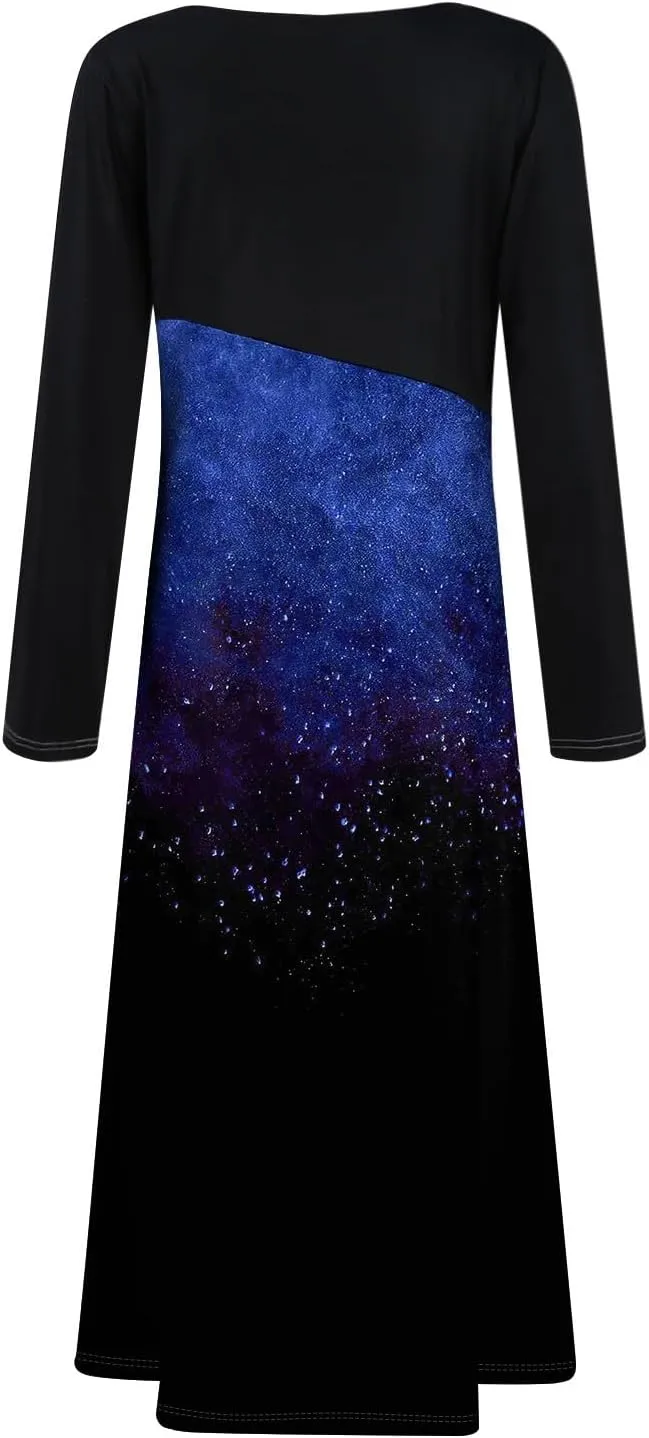 Spring Dresses for Women 2025 V Neck Midi Long Sleeve Modest Ladies Flowy Trendy Cruise Holiday Dress