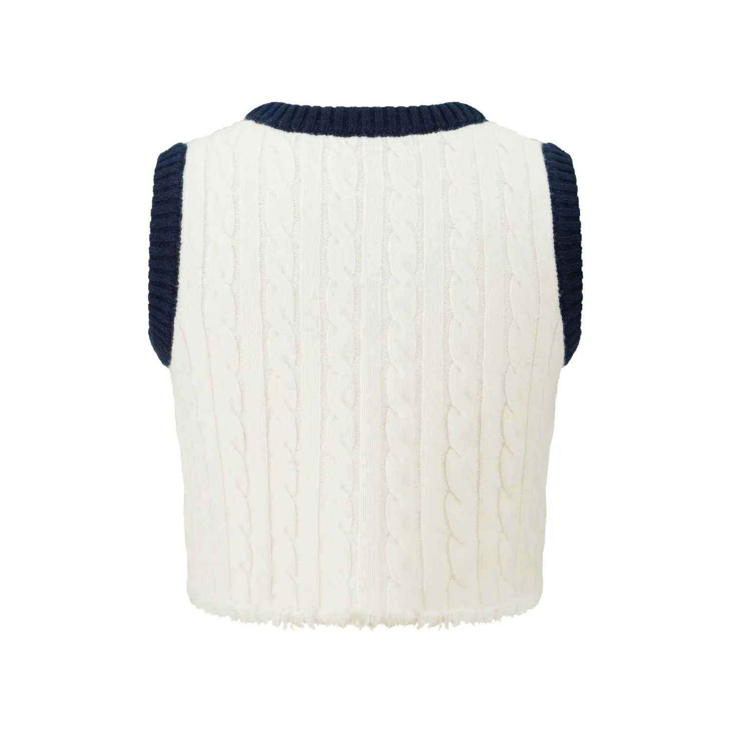 Strawberry Cable Knit V-neck Tank Top
