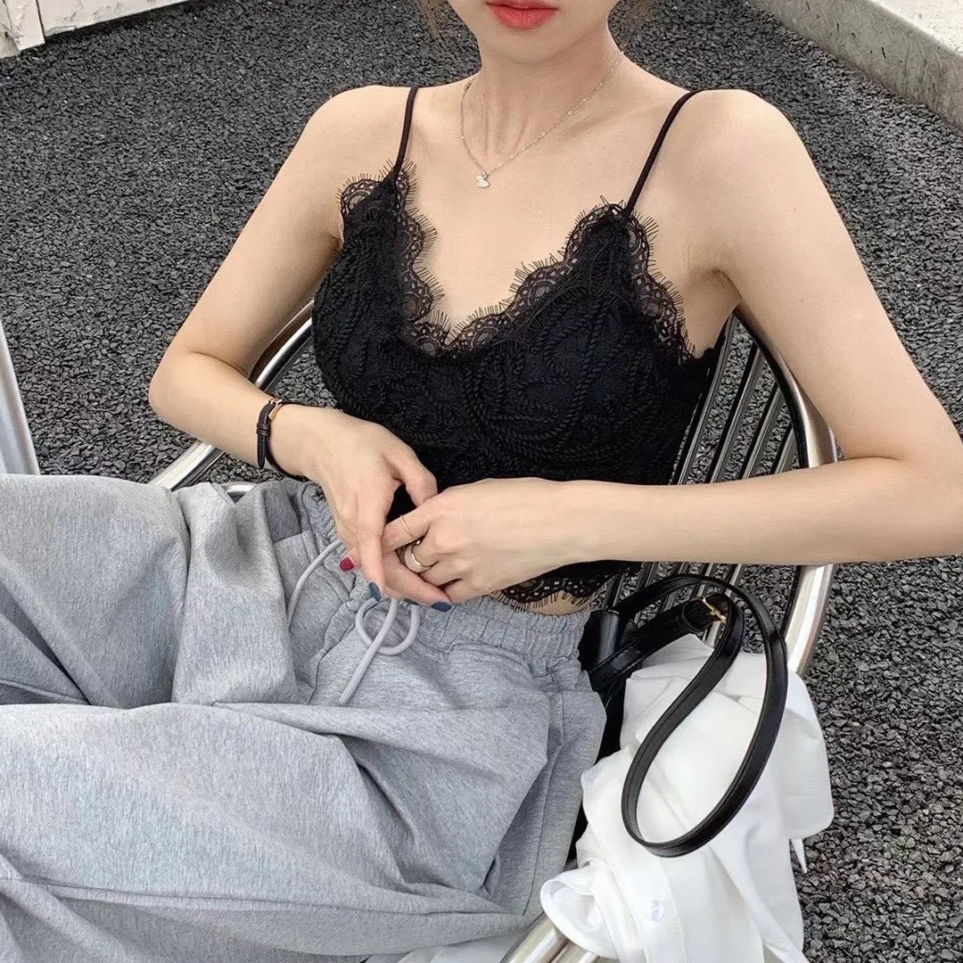 Summer Cotton Innerwear Women No Metal Wire Fitted Sporty Tank Top Seamless One-Piece Cross Bare Back Activewear