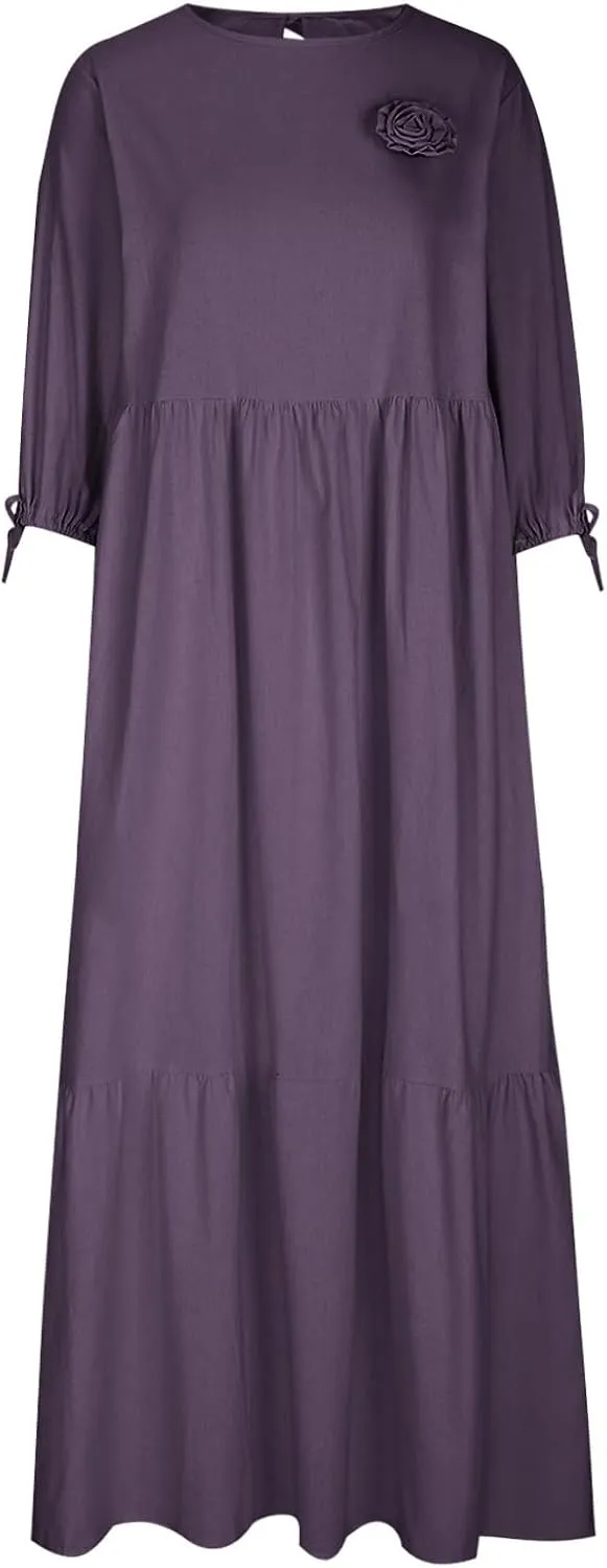 Summer Dress 2025 for Women Spring Short Sleeve Cotton Linen Sundress Plus Size Beach A Line Casual Dresses