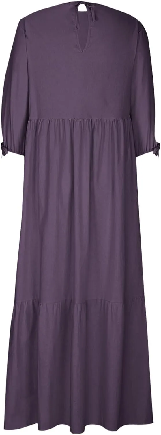 Summer Dress 2025 for Women Spring Short Sleeve Cotton Linen Sundress Plus Size Beach A Line Casual Dresses