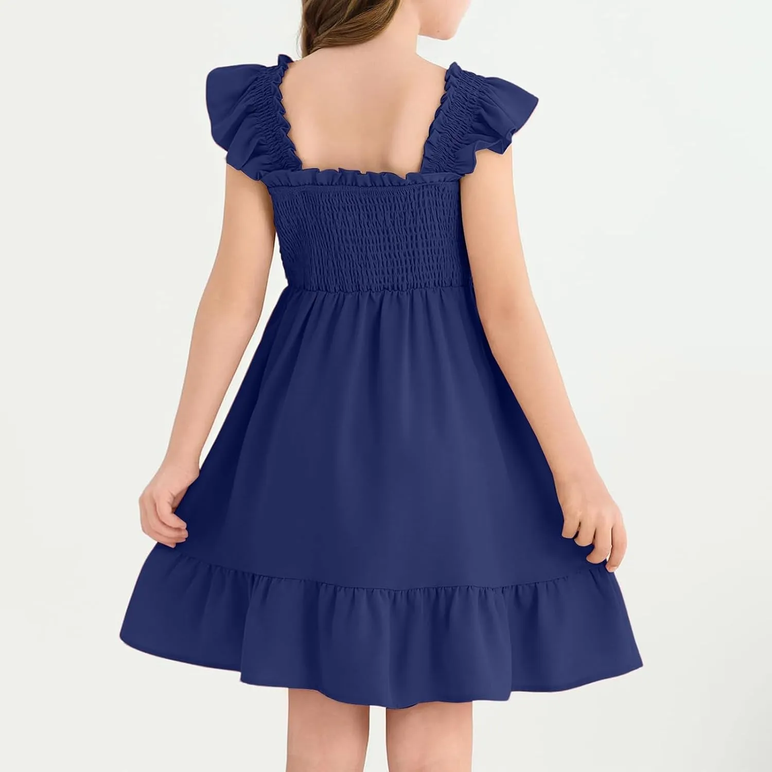 Summer Dresses for Girls Ruffle Sleeve Dress A-Line Sundress Cute Dress 3-12 Years