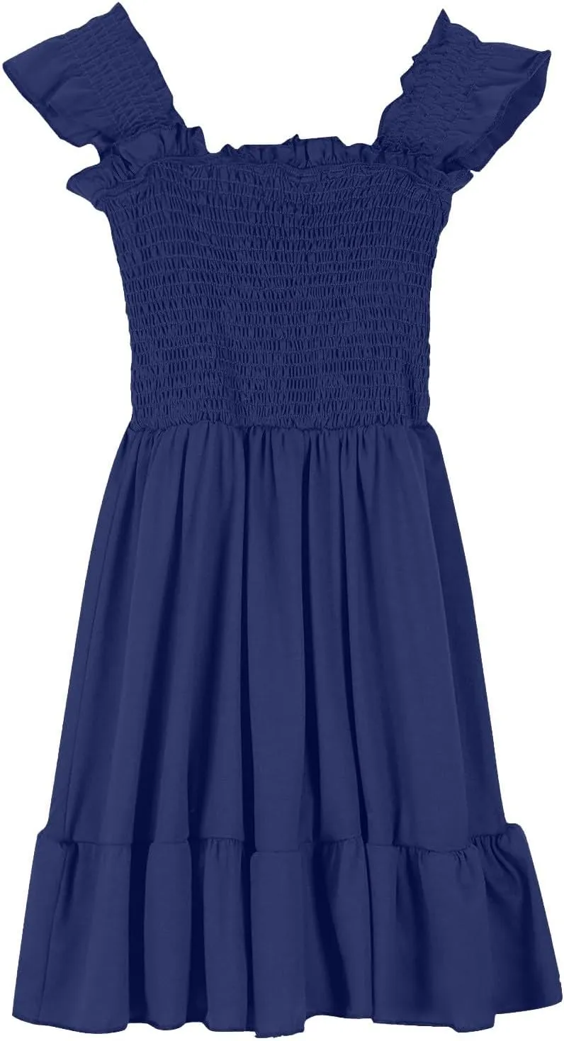 Summer Dresses for Girls Ruffle Sleeve Dress A-Line Sundress Cute Dress 3-12 Years