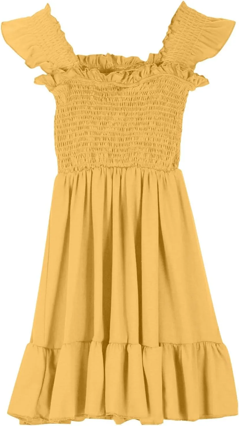 Summer Dresses for Girls Ruffle Sleeve Dress A-Line Sundress Cute Dress 3-12 Years