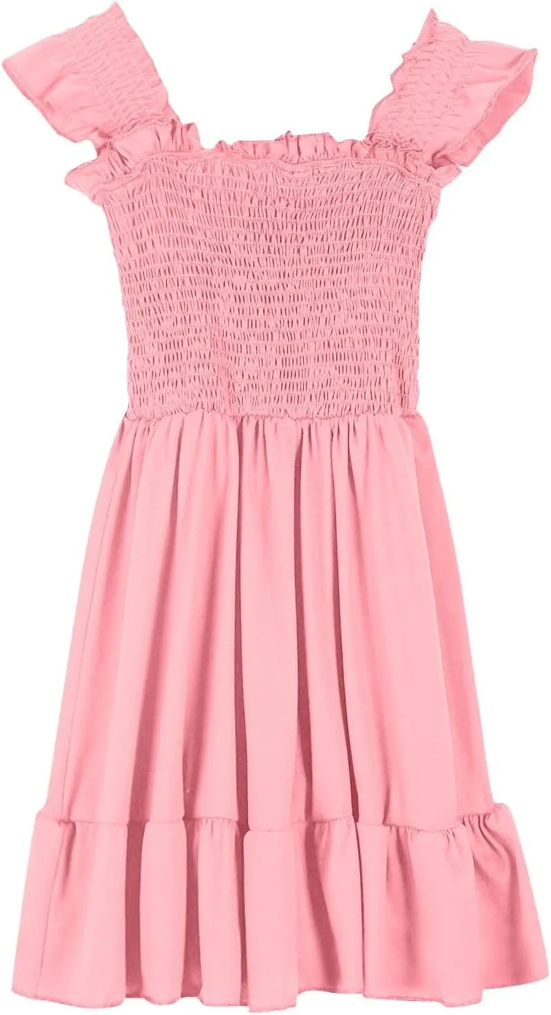 Summer Dresses for Girls Ruffle Sleeve Dress A-Line Sundress Cute Dress 3-12 Years