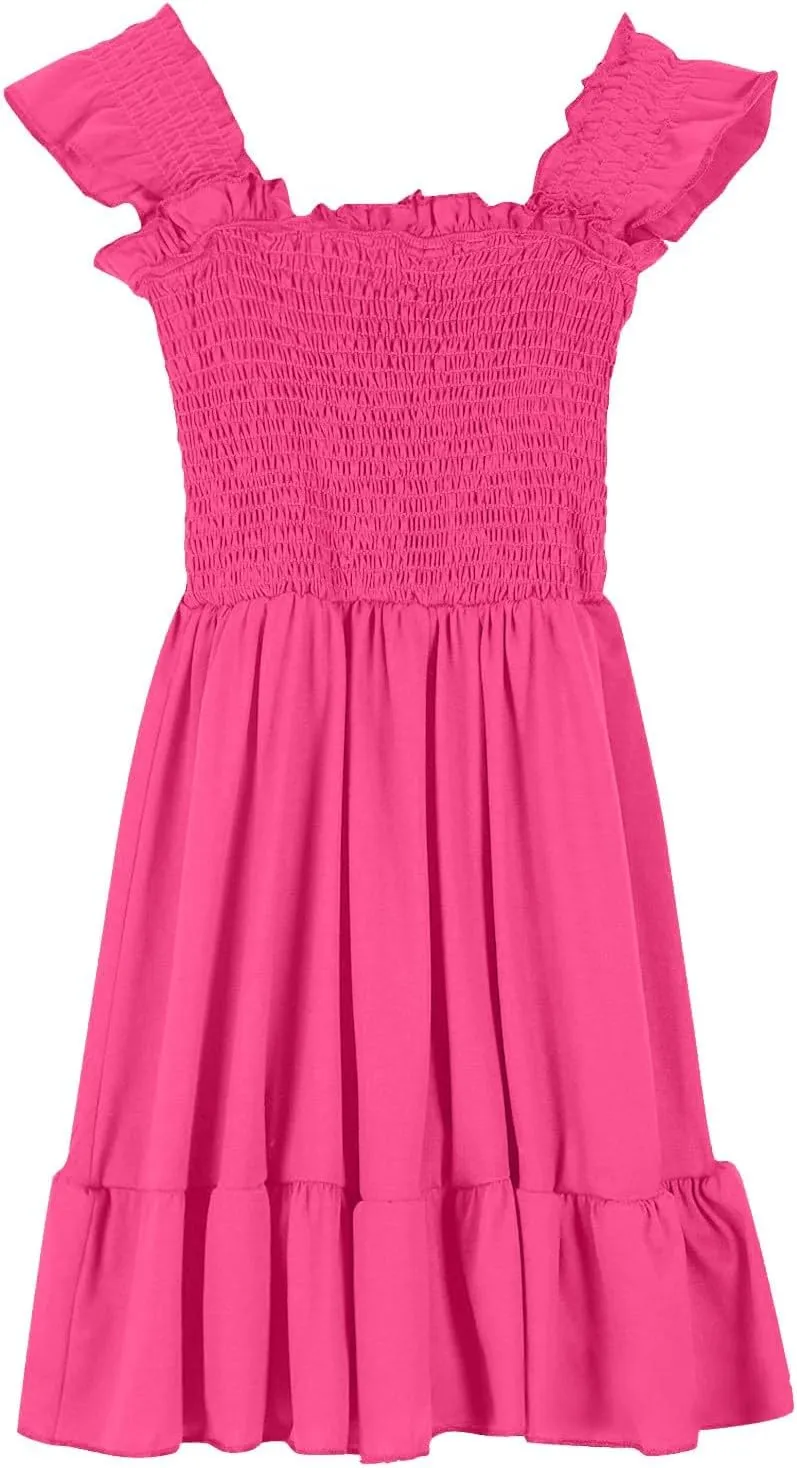 Summer Dresses for Girls Ruffle Sleeve Dress A-Line Sundress Cute Dress 3-12 Years