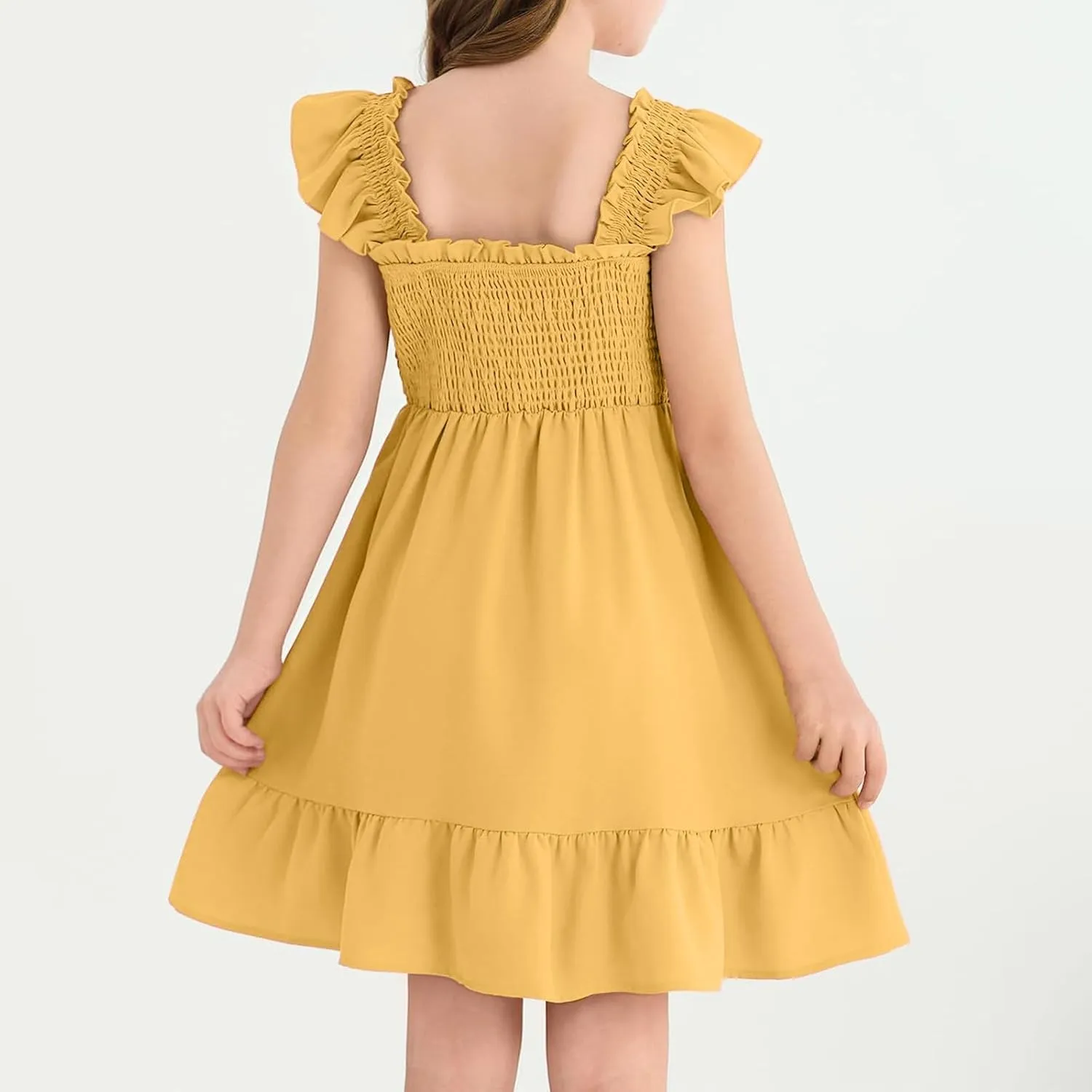 Summer Dresses for Girls Ruffle Sleeve Dress A-Line Sundress Cute Dress 3-12 Years