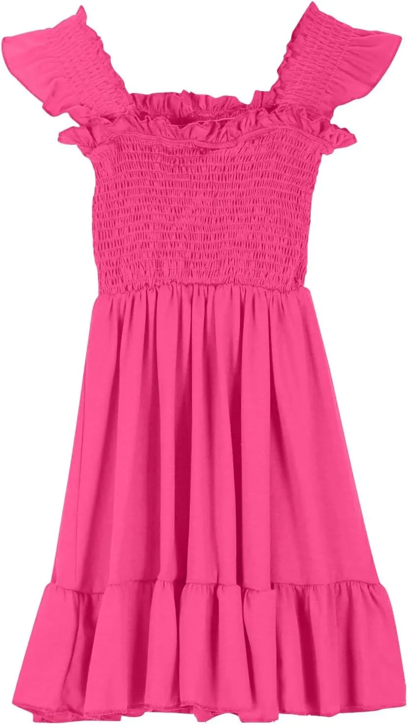 Summer Dresses for Girls Ruffle Sleeve Dress A-Line Sundress Cute Dress 3-12 Years