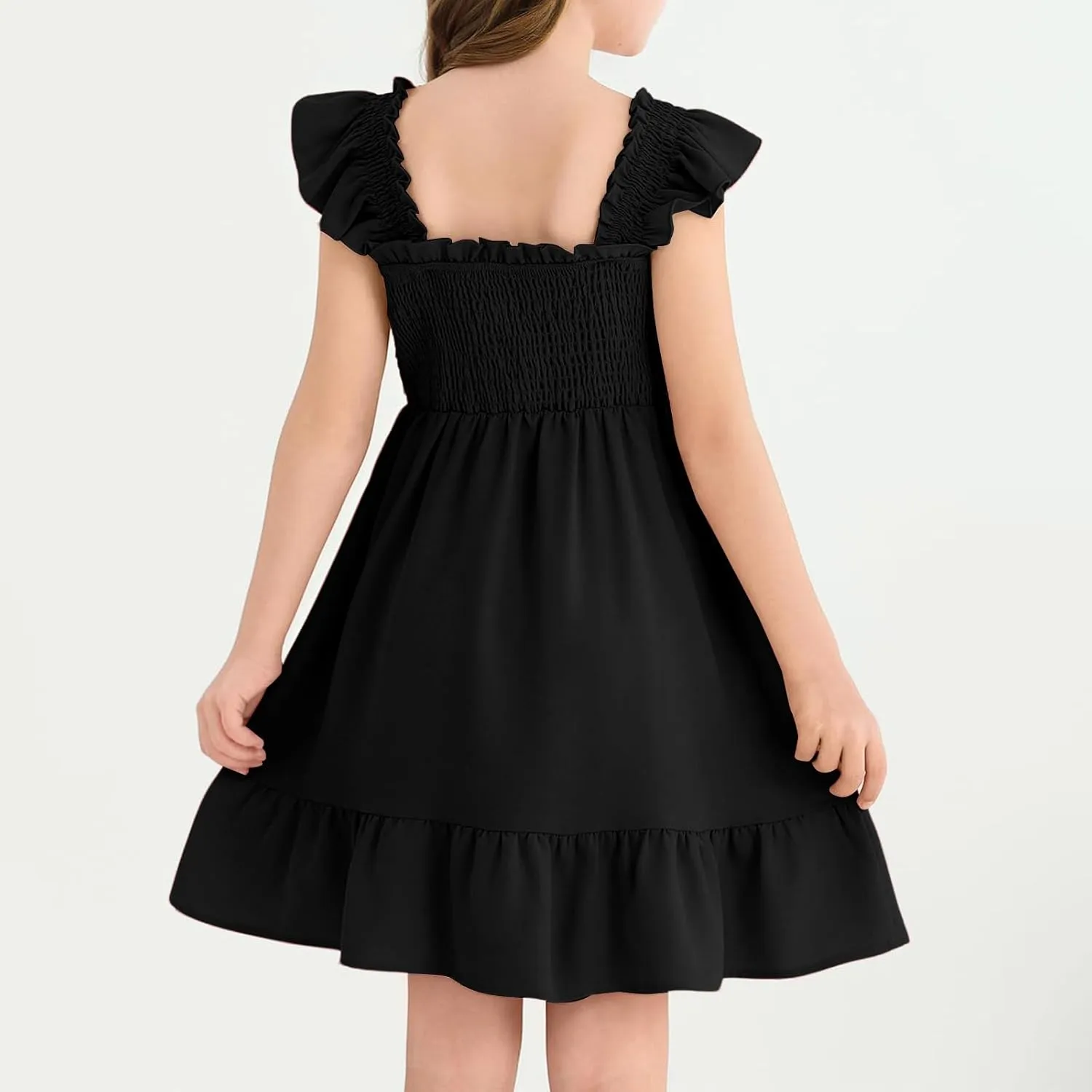Summer Dresses for Girls Ruffle Sleeve Dress A-Line Sundress Cute Dress 3-12 Years