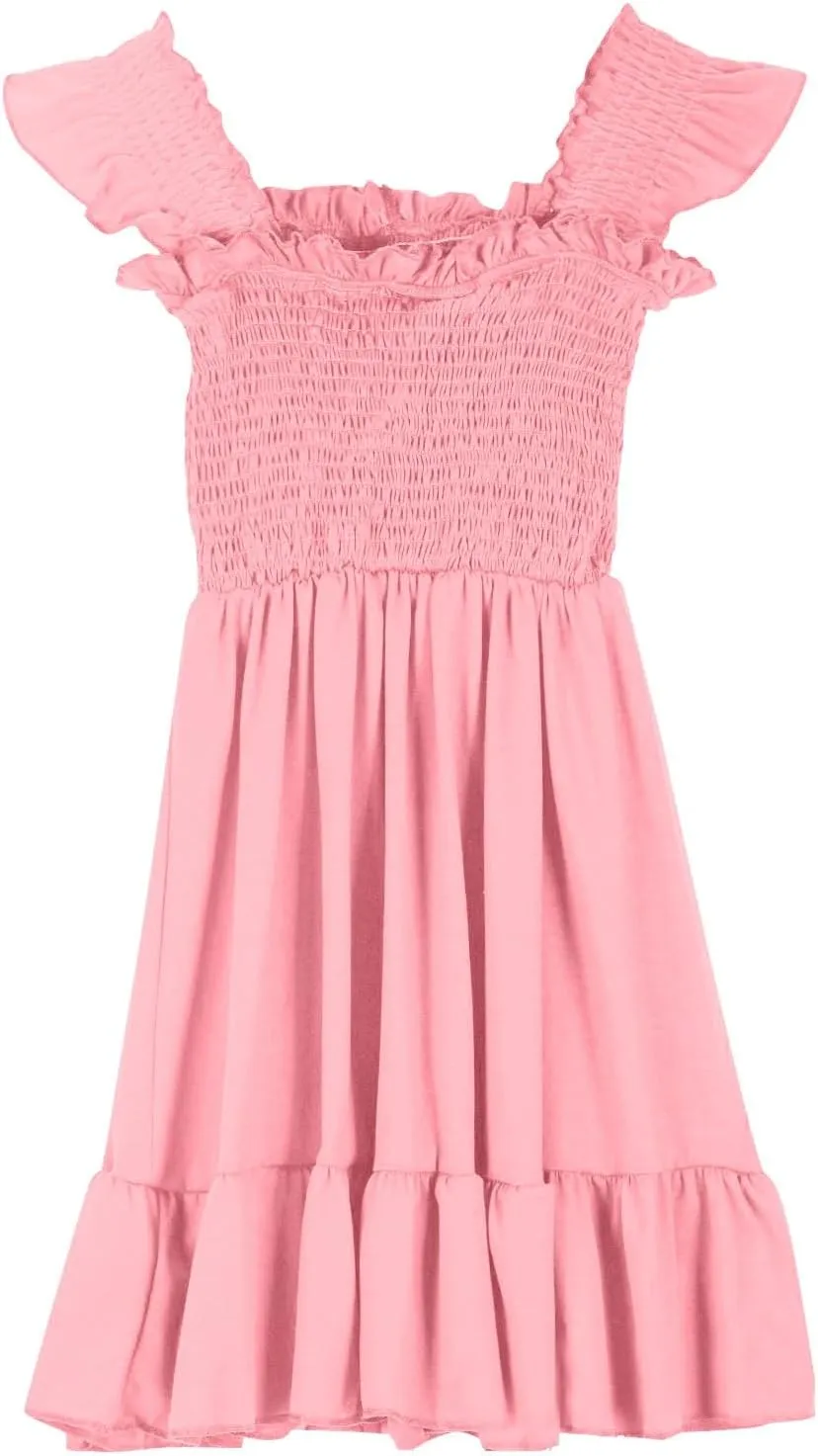 Summer Dresses for Girls Ruffle Sleeve Dress A-Line Sundress Cute Dress 3-12 Years