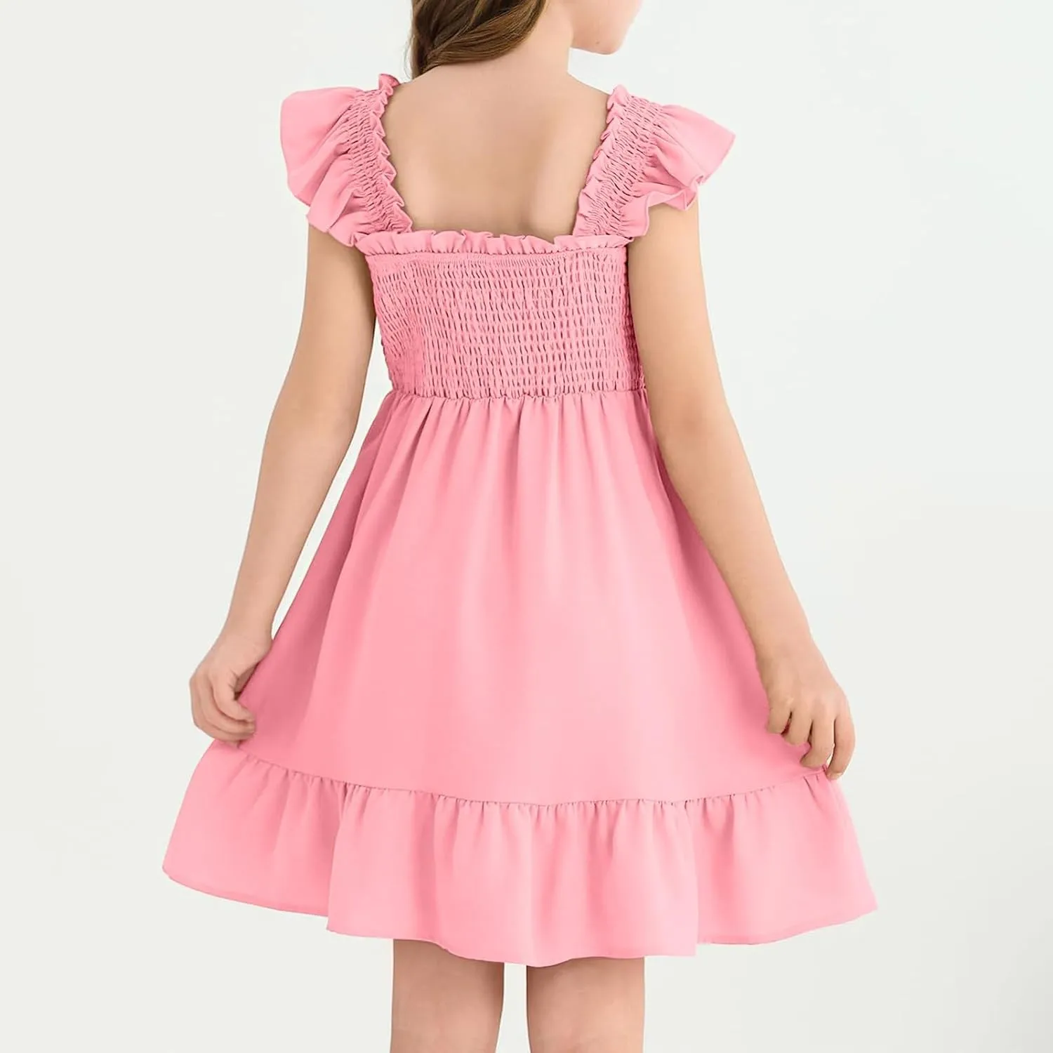 Summer Dresses for Girls Ruffle Sleeve Dress A-Line Sundress Cute Dress 3-12 Years