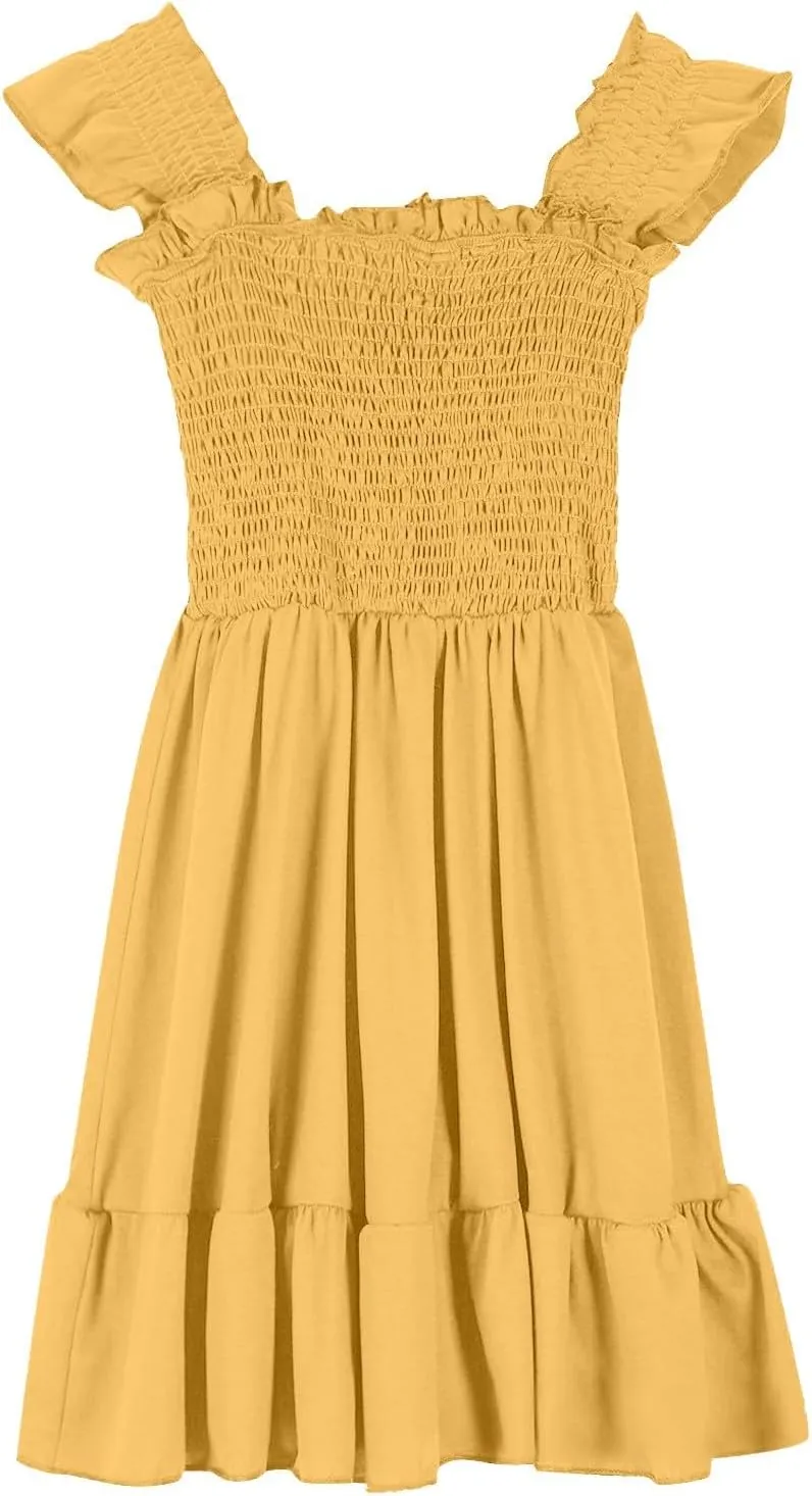 Summer Dresses for Girls Ruffle Sleeve Dress A-Line Sundress Cute Dress 3-12 Years