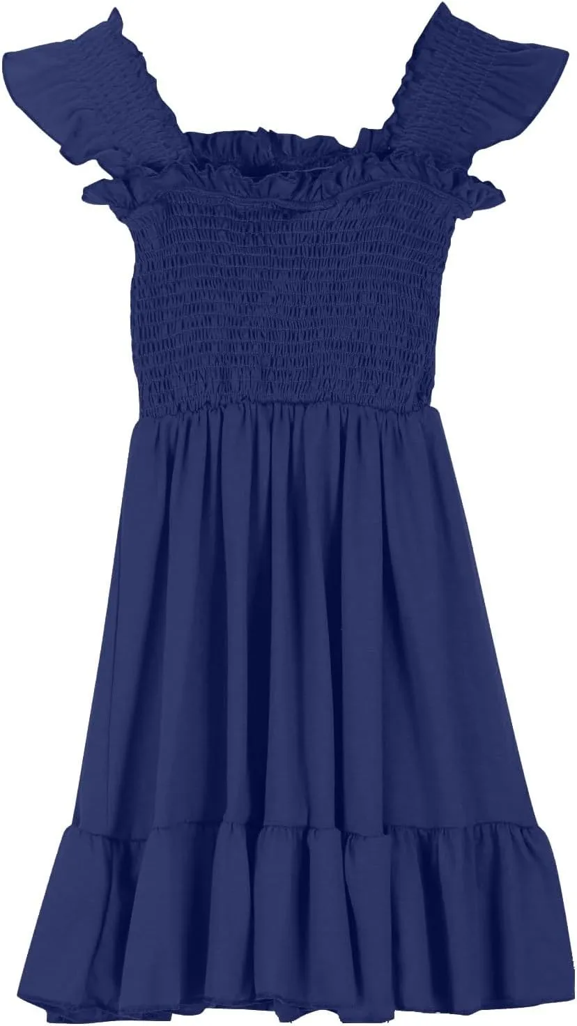 Summer Dresses for Girls Ruffle Sleeve Dress A-Line Sundress Cute Dress 3-12 Years