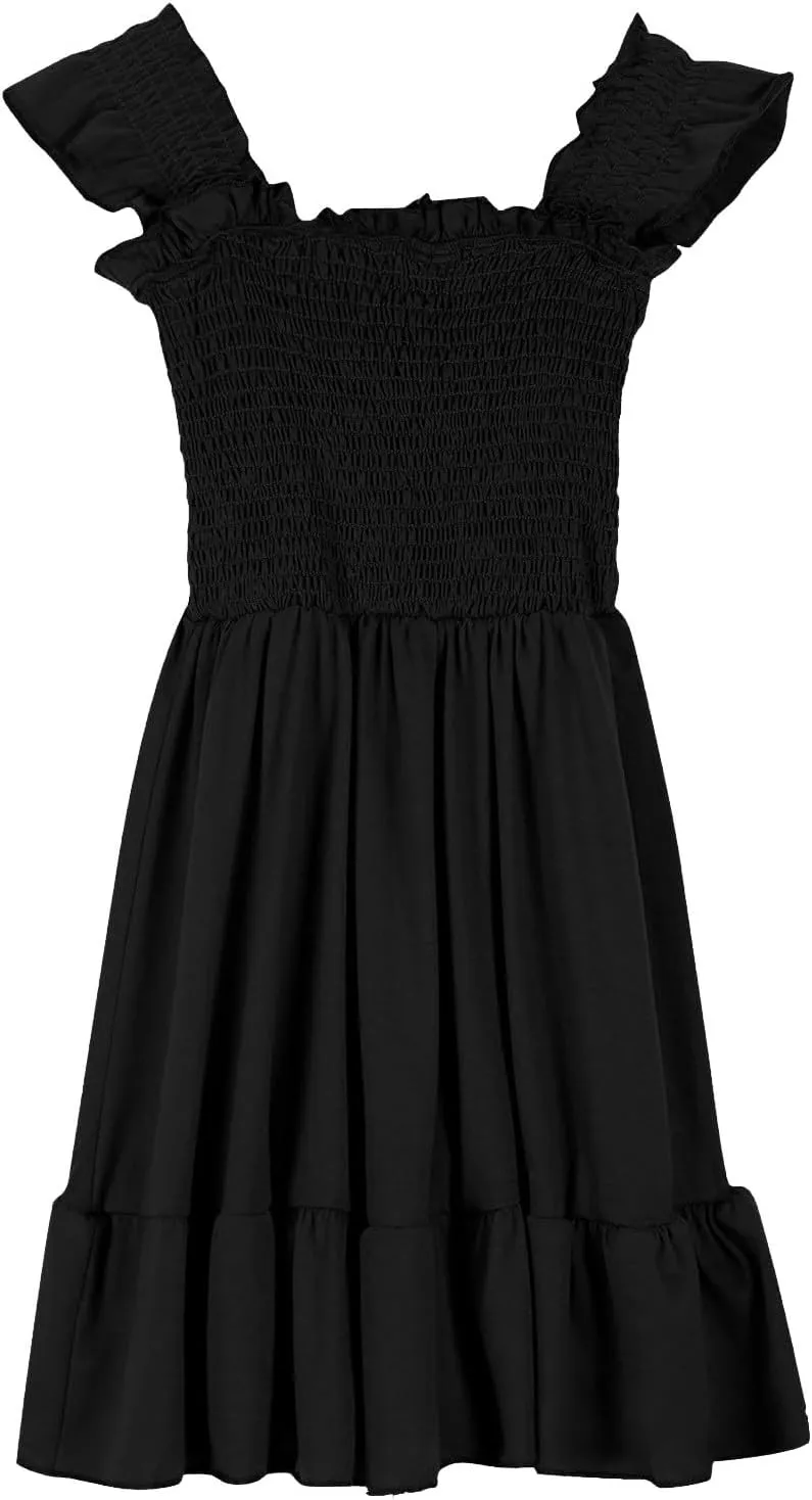 Summer Dresses for Girls Ruffle Sleeve Dress A-Line Sundress Cute Dress 3-12 Years