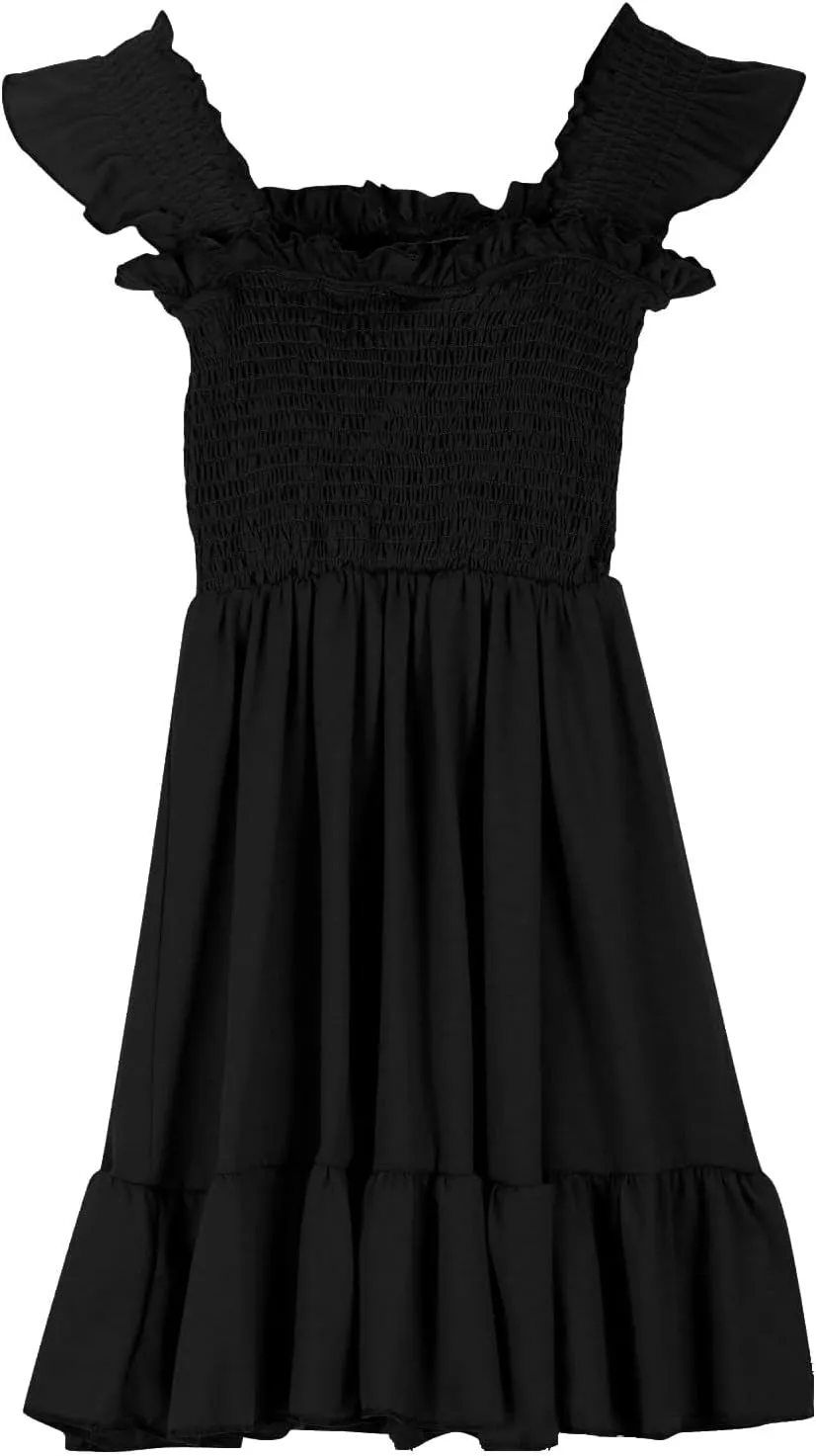 Summer Dresses for Girls Ruffle Sleeve Dress A-Line Sundress Cute Dress 3-12 Years