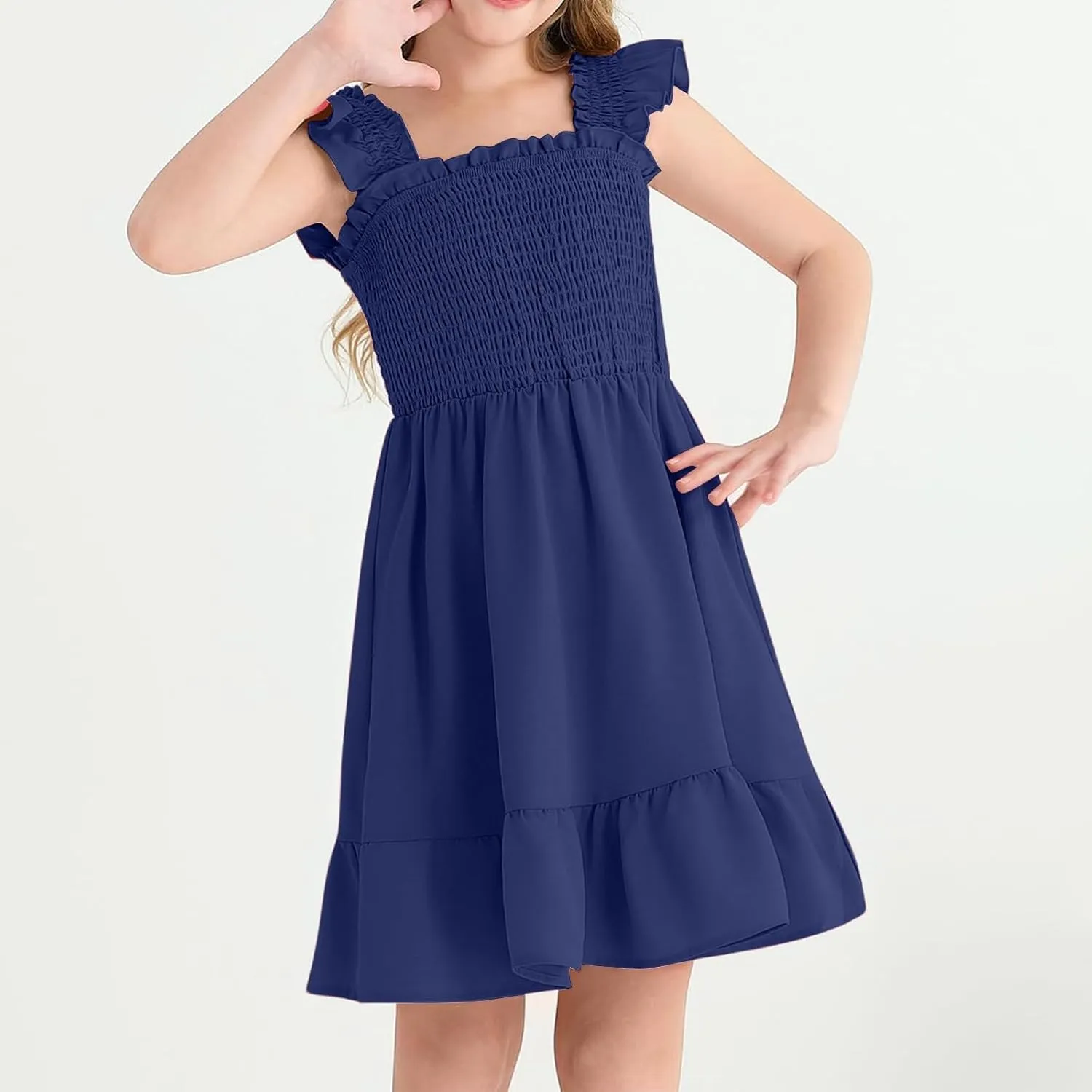 Summer Dresses for Girls Ruffle Sleeve Dress A-Line Sundress Cute Dress 3-12 Years