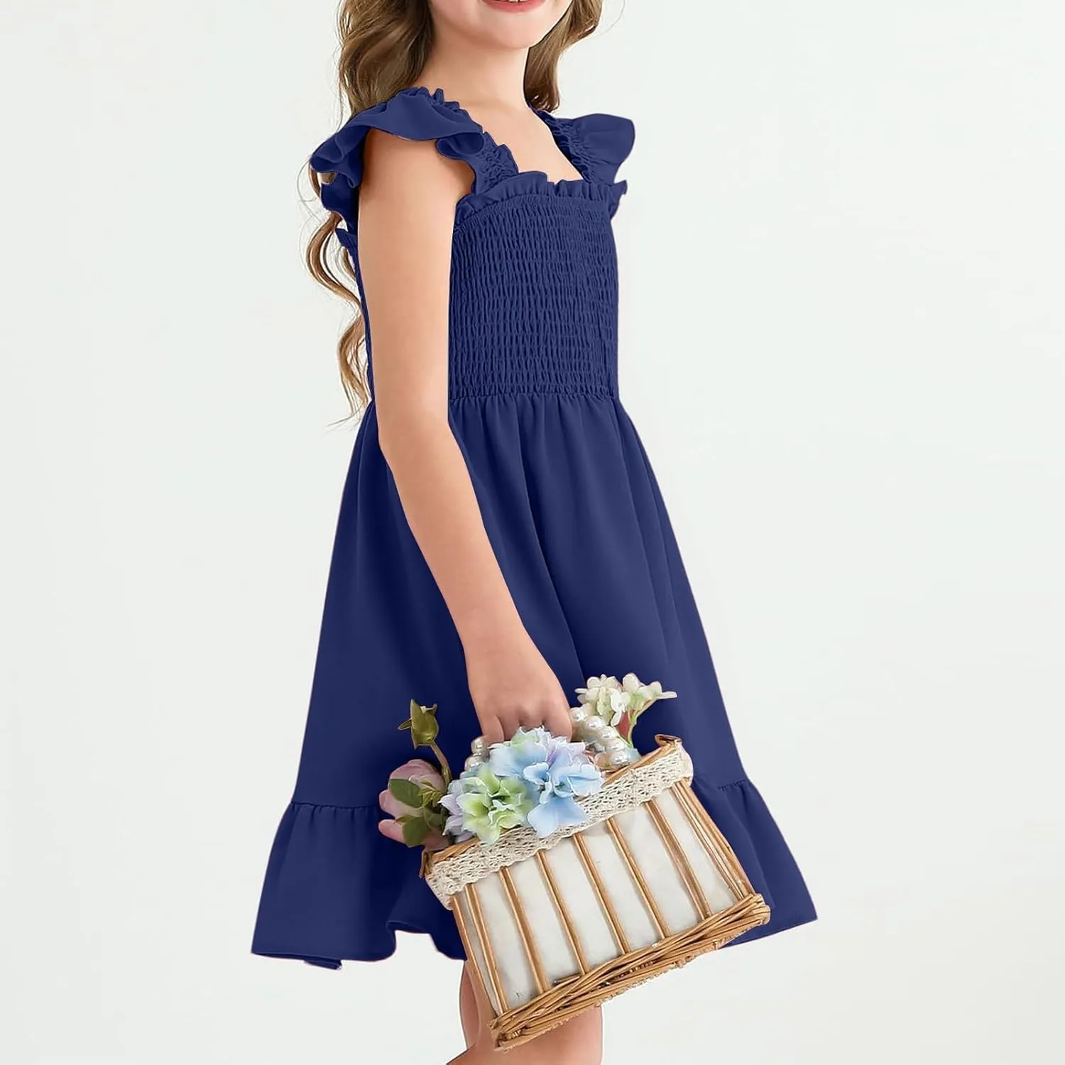 Summer Dresses for Girls Ruffle Sleeve Dress A-Line Sundress Cute Dress 3-12 Years