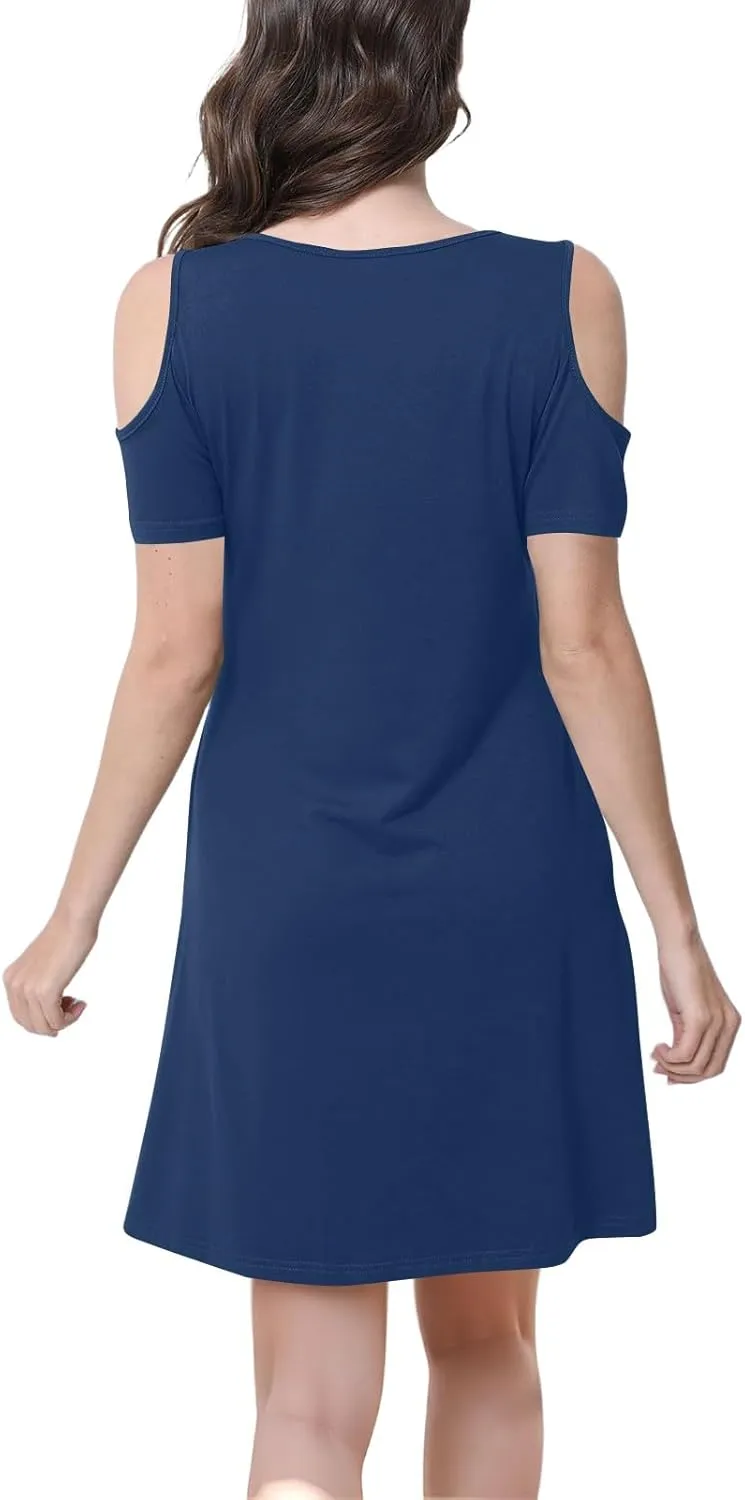 Summer Dresses for Women 2025 Beach Vacation Spring Clothes Eyelet Off-Shoulder Strap Fashion Mini Dress