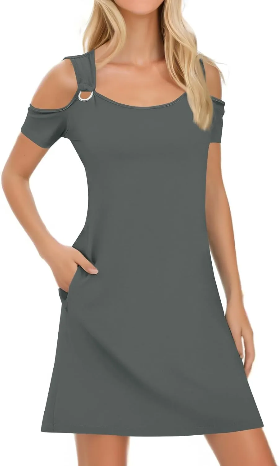 Summer Dresses for Women 2025 Beach Vacation Spring Clothes Eyelet Off-Shoulder Strap Fashion Mini Dress