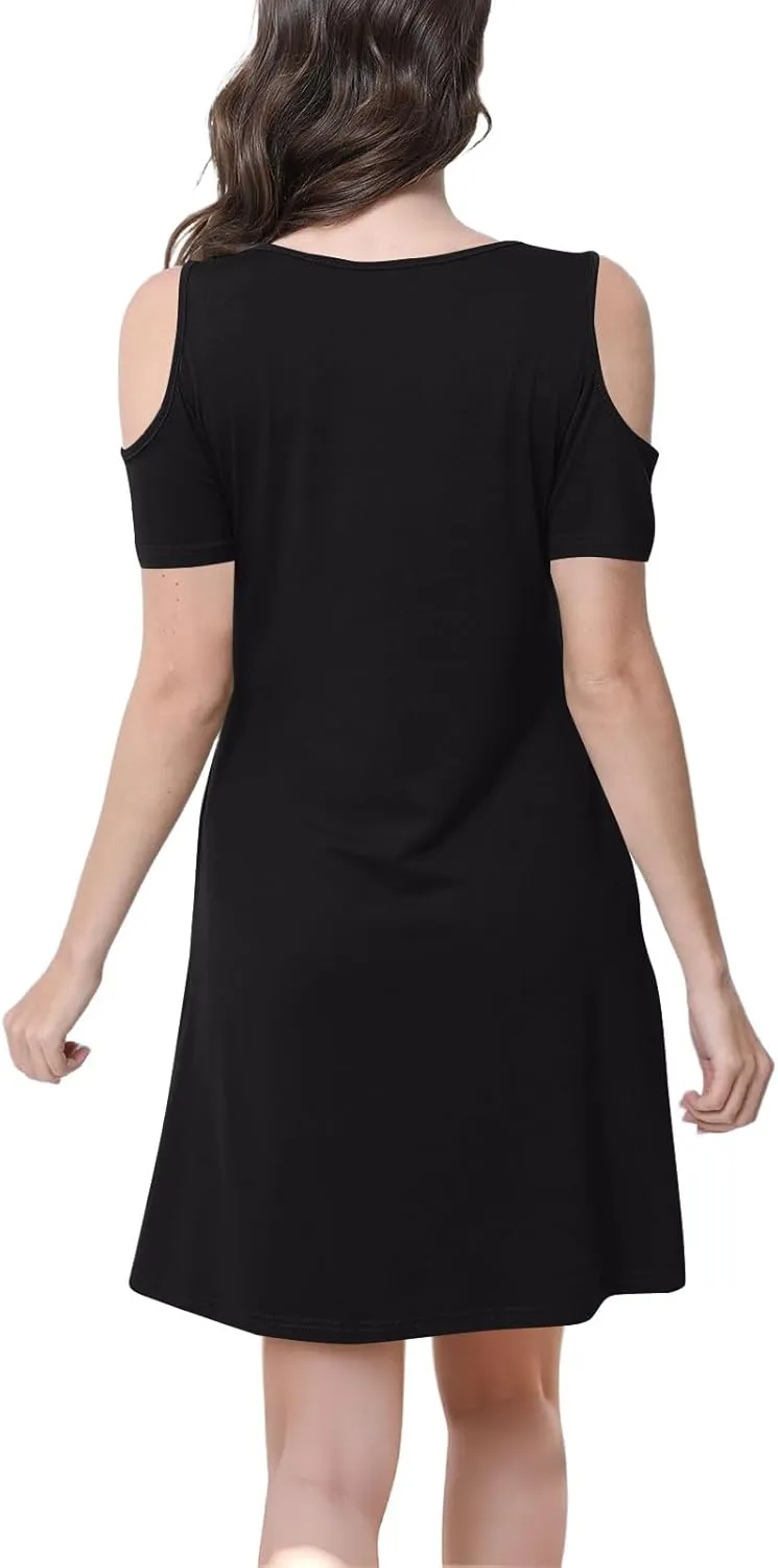 Summer Dresses for Women 2025 Beach Vacation Spring Clothes Eyelet Off-Shoulder Strap Fashion Mini Dress